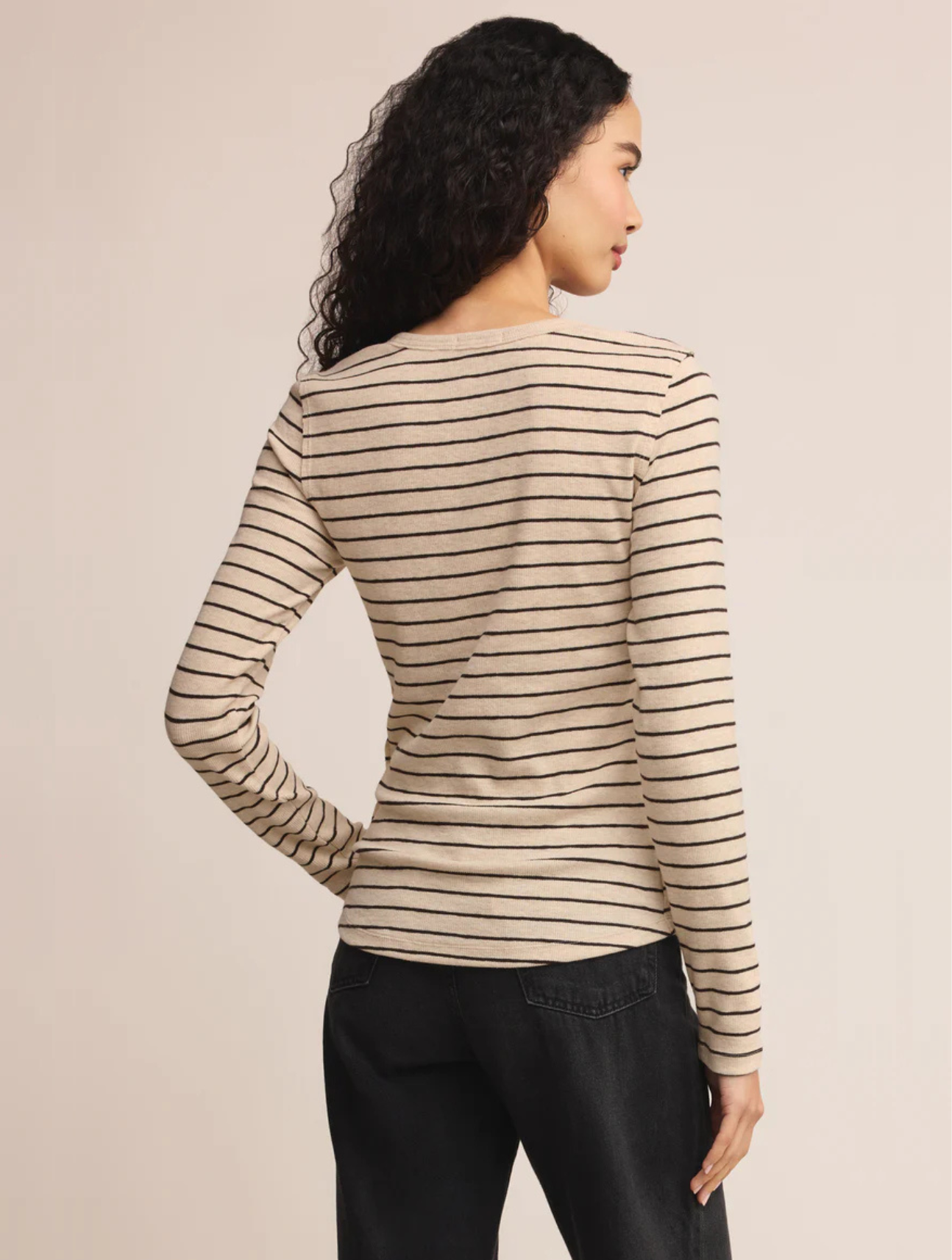 Eve Stripe Henley Long Sleeve