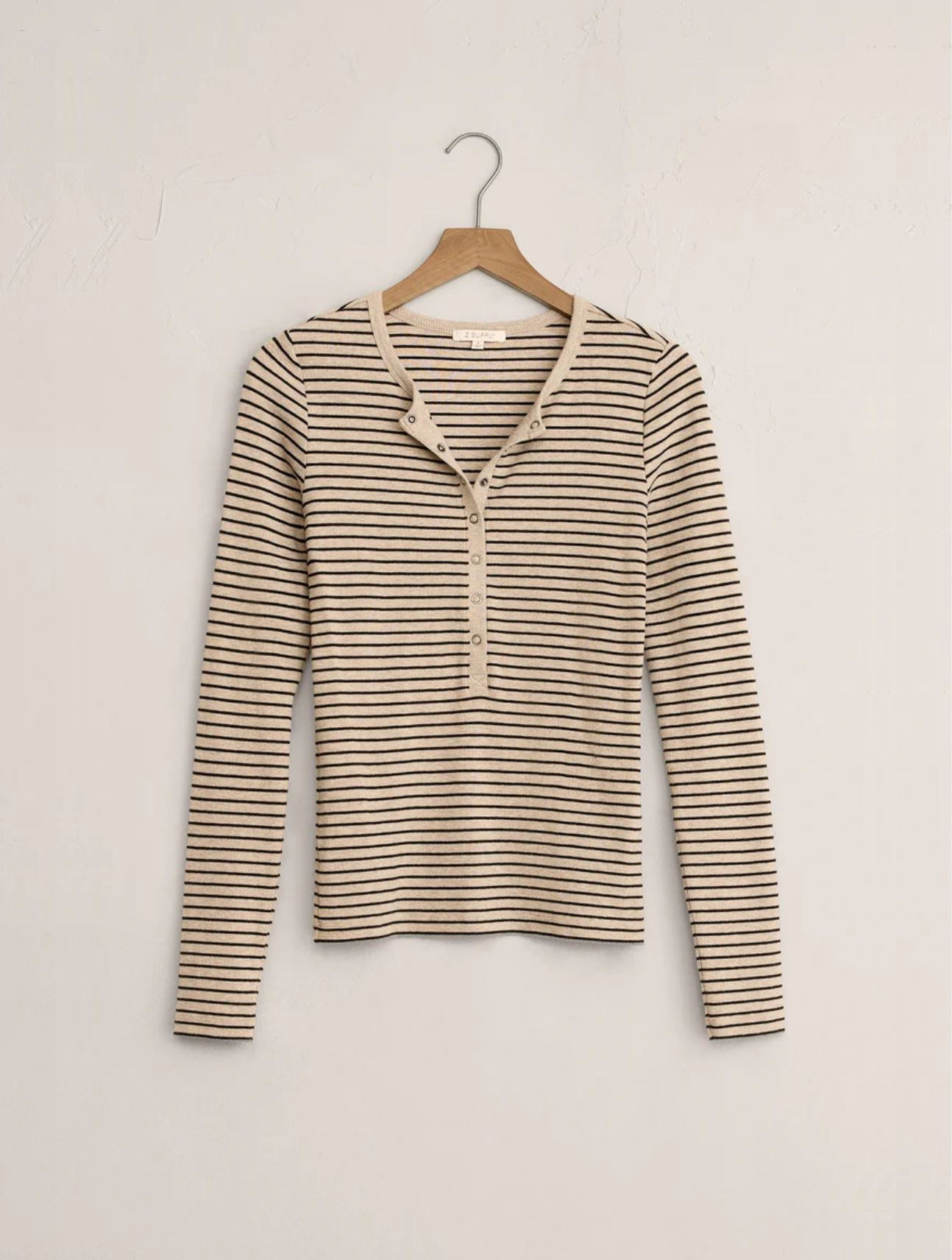 Eve Stripe Henley Long Sleeve