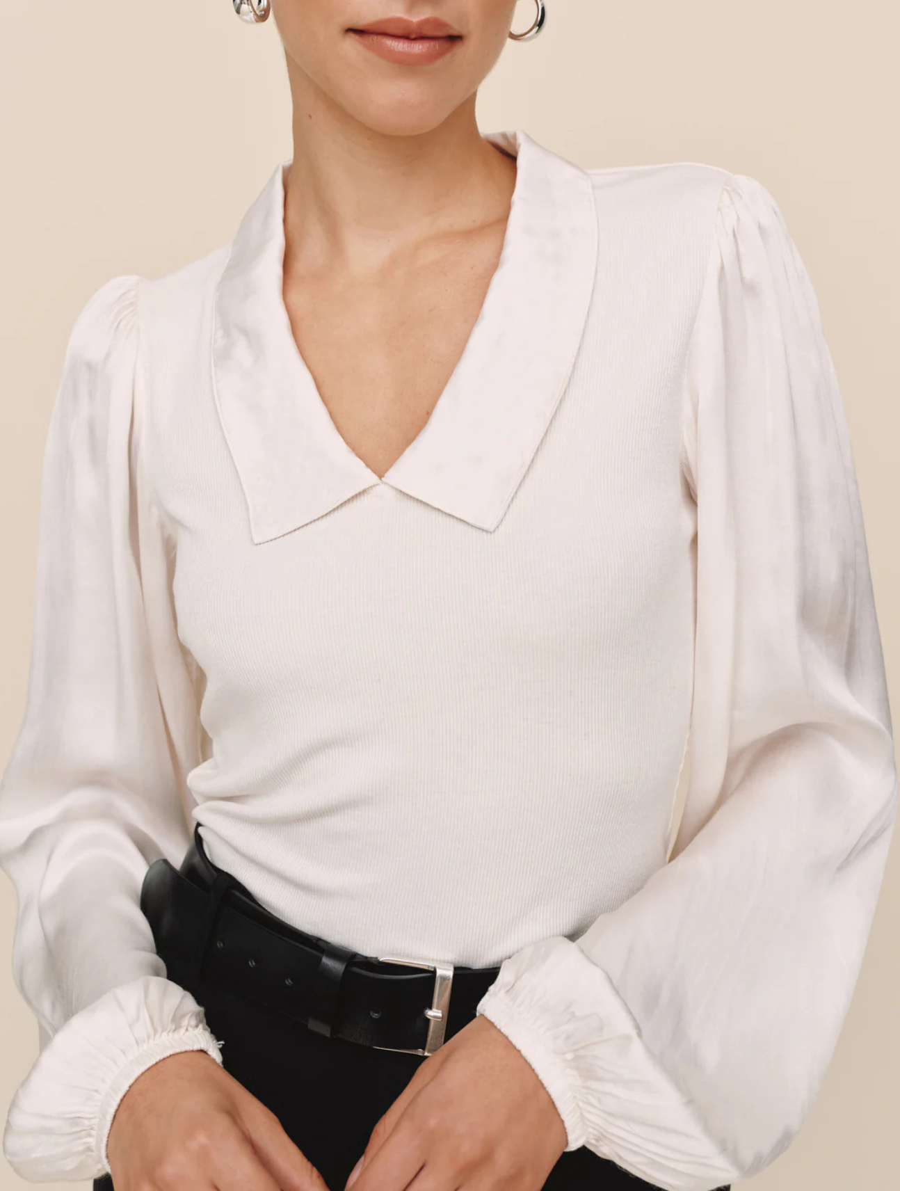 Collared V-Neck Top