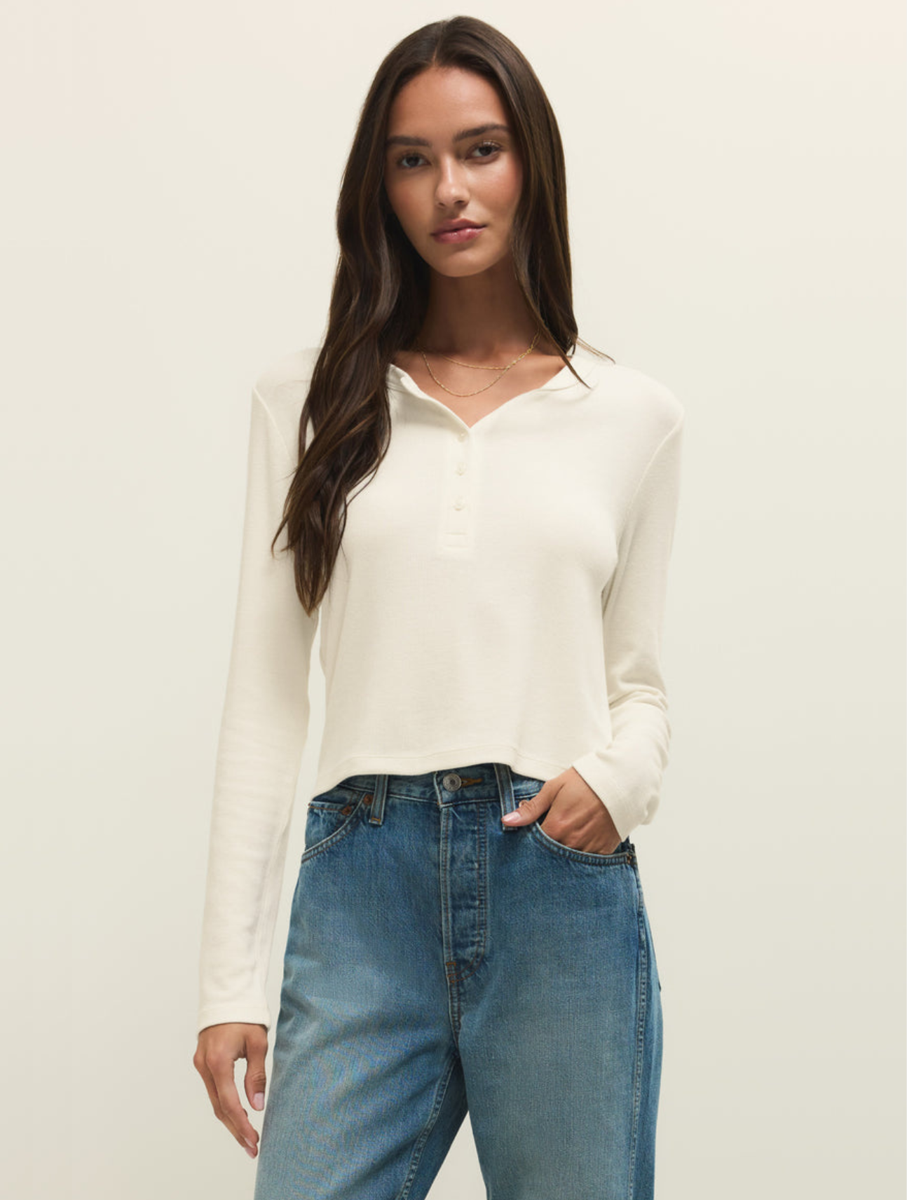 Ferris Cropped Henley Top