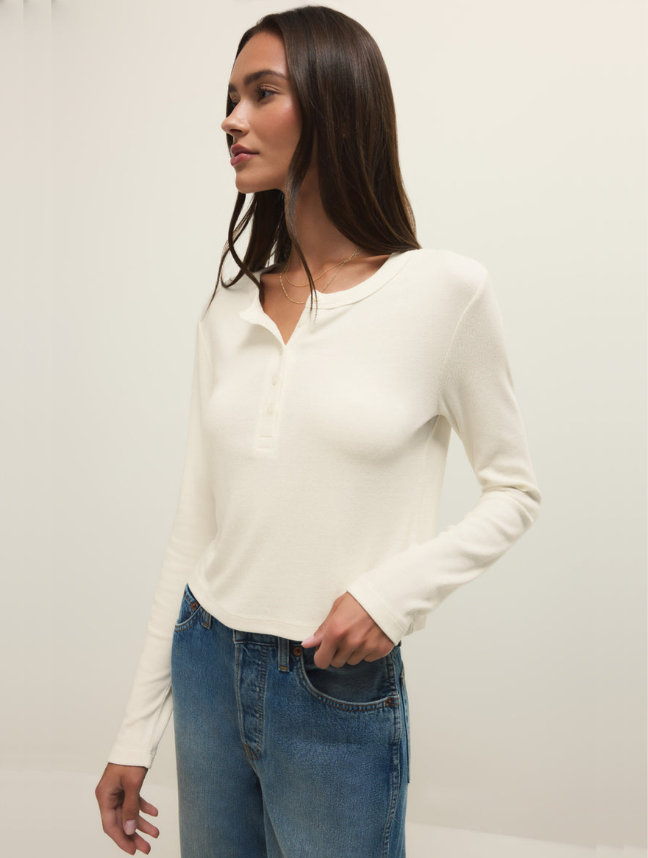 Ferris Cropped Henley Top