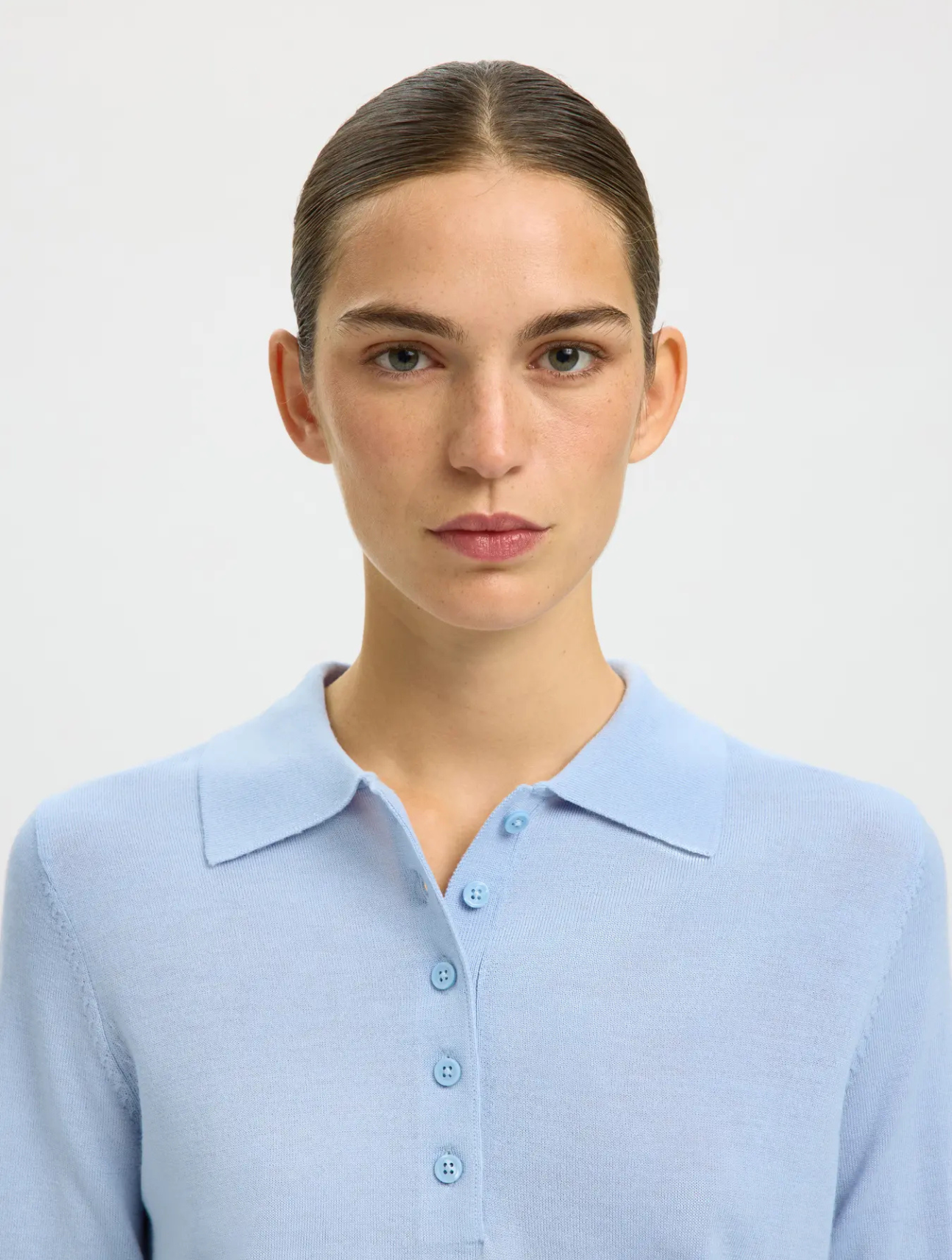 Thea LS Knit Merino Collar Neck