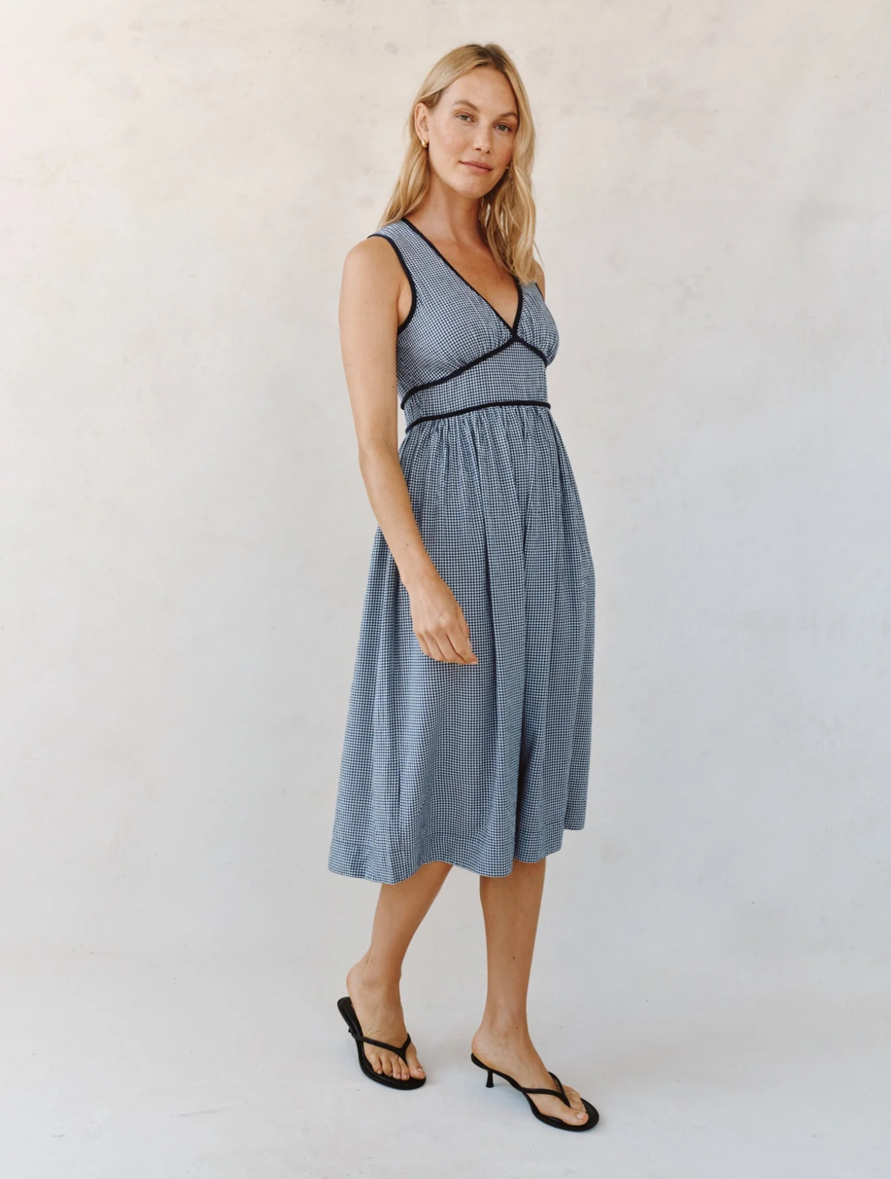 Fit & Flare V-Neck Midi Dress