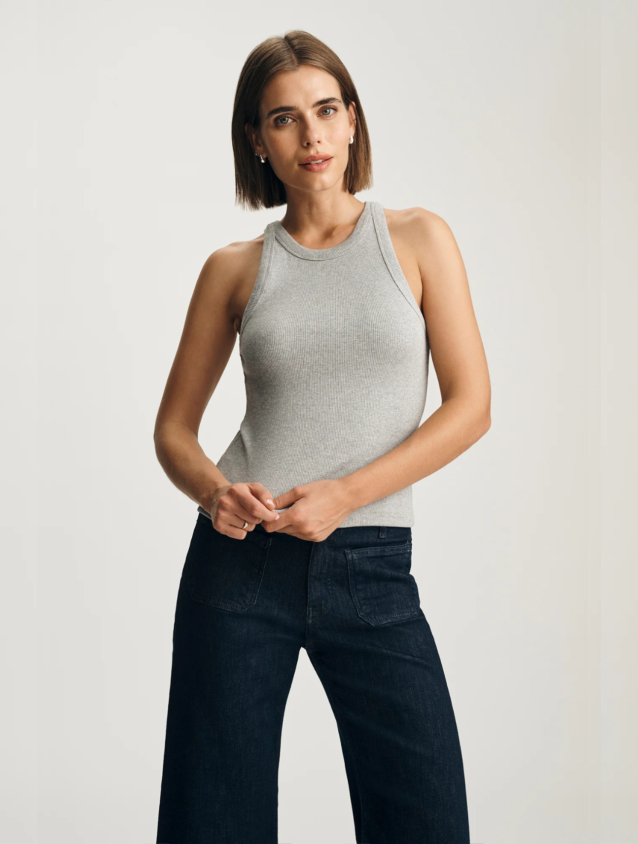 Stella Ribbed High Neck Tank Top