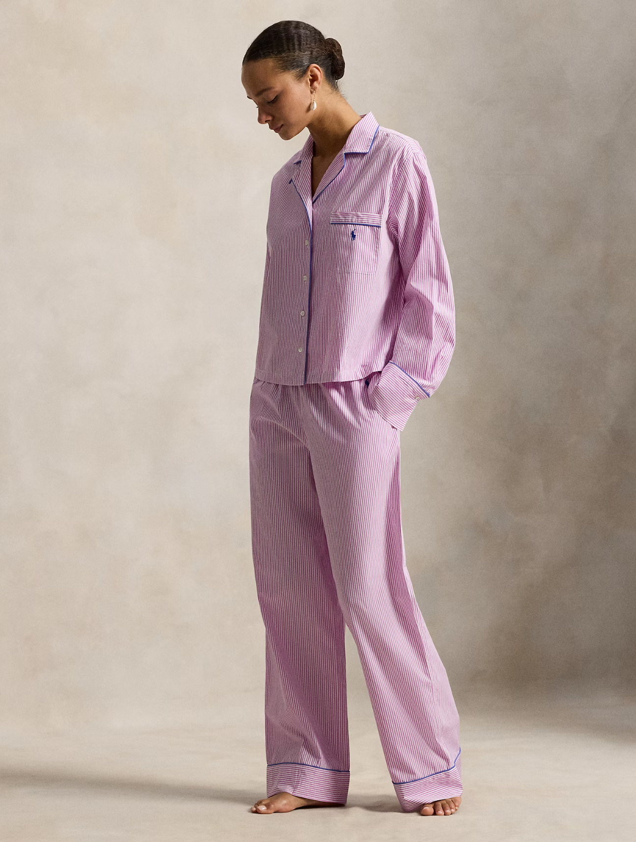 Striped Poplin Pajama Set