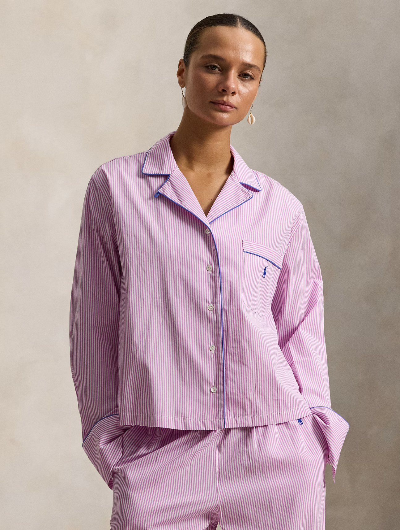 Striped Poplin Pajama Set