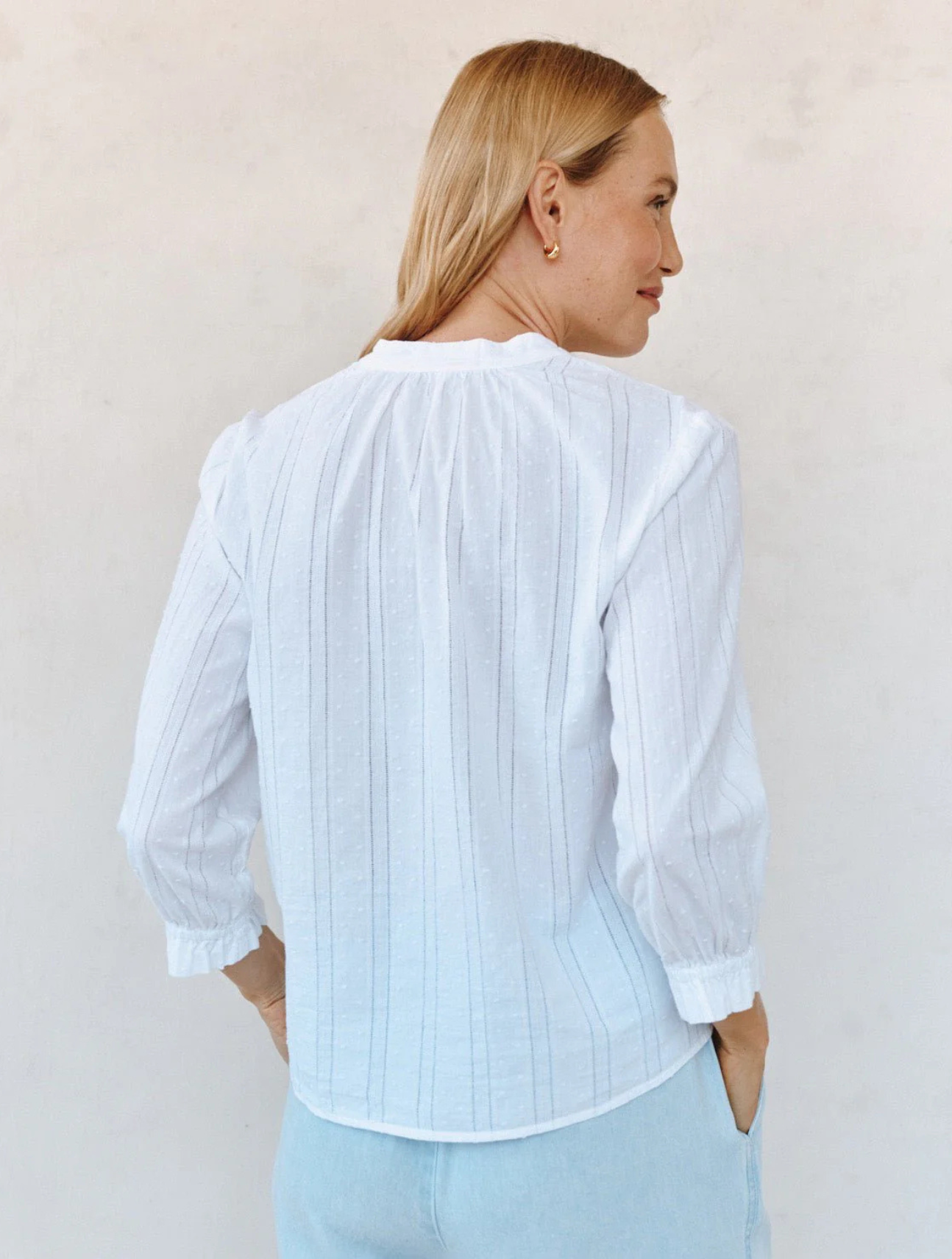 3/4 Sleeve Tie Neck Blouse