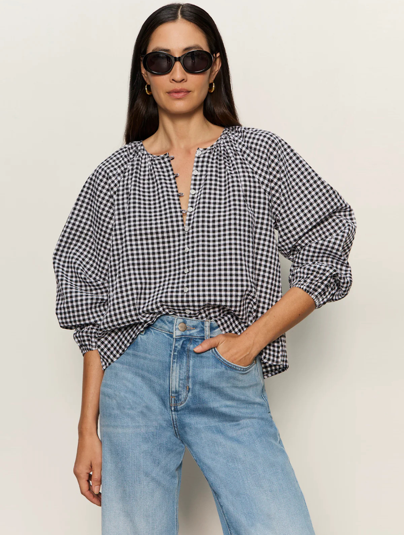Perfect Gingham Button Blouse