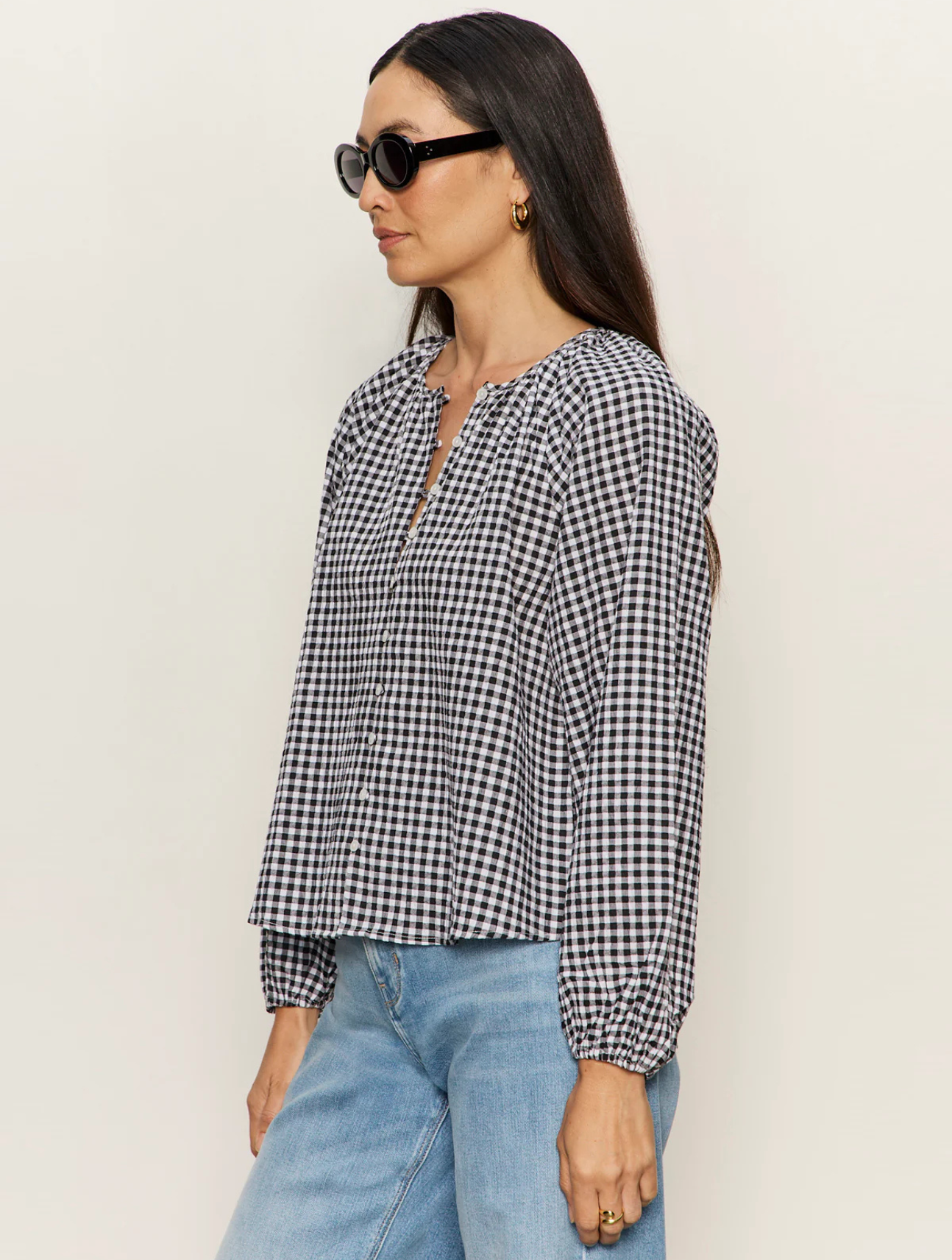 Perfect Gingham Button Blouse