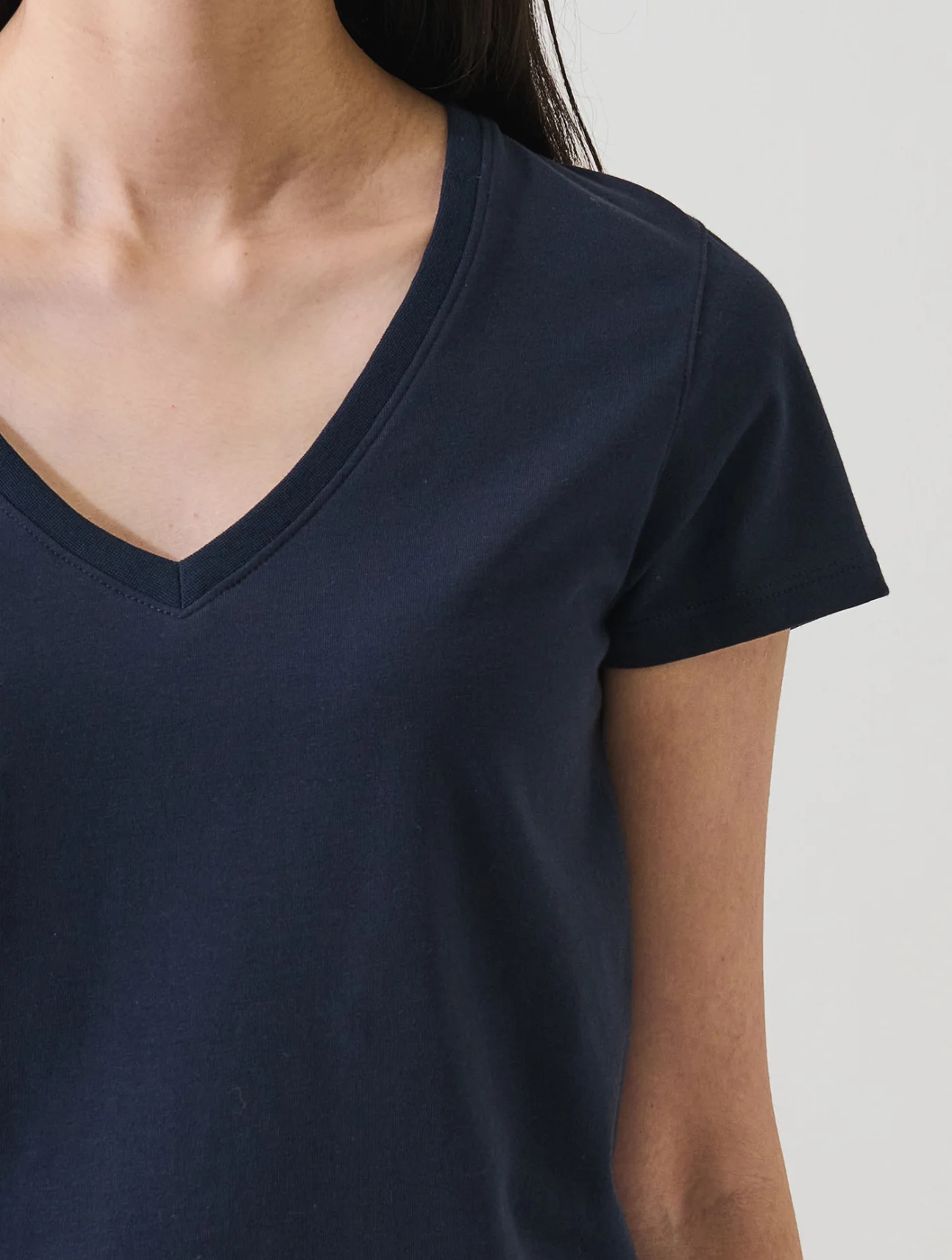 Pima Cotton Stretch Slim V-Neck T-Shirt
