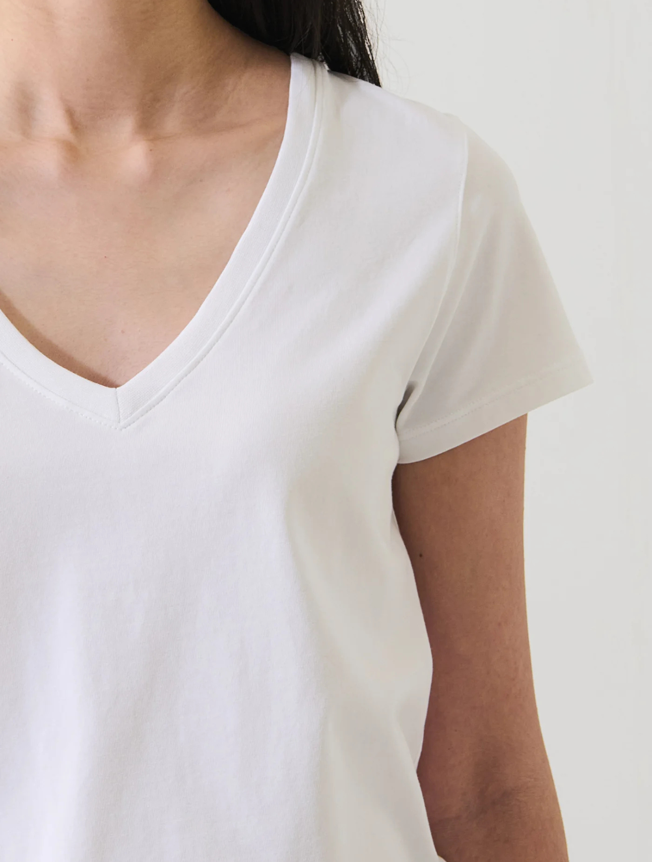 Pima Cotton Stretch Slim V-Neck T-Shirt