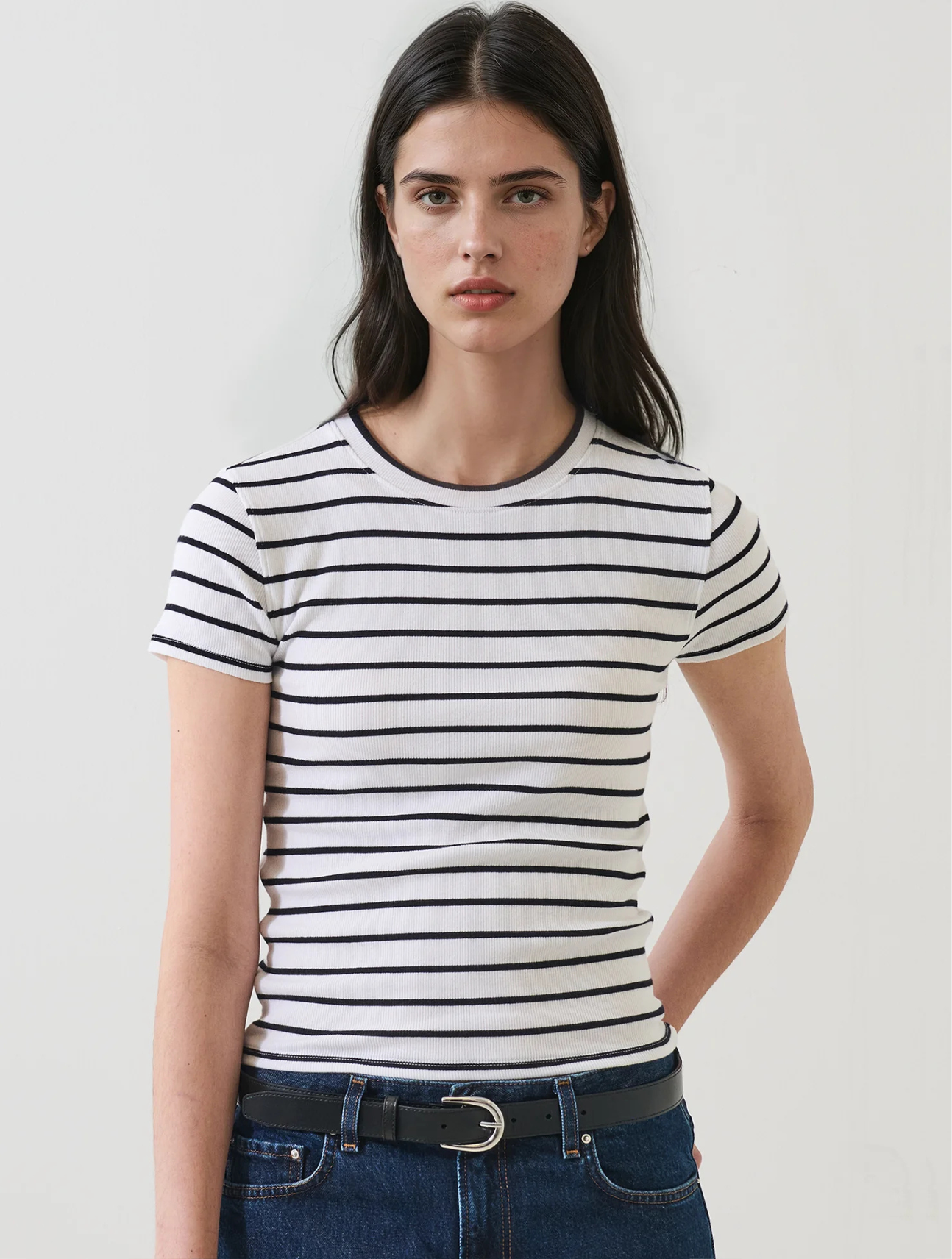Pima Cotton Stretch Striped Ribbed Baby T-Shirt