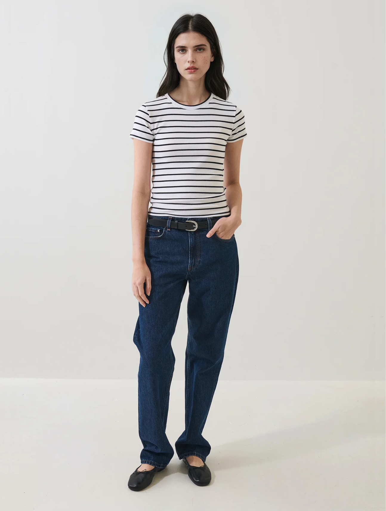 Pima Cotton Stretch Striped Ribbed Baby T-Shirt