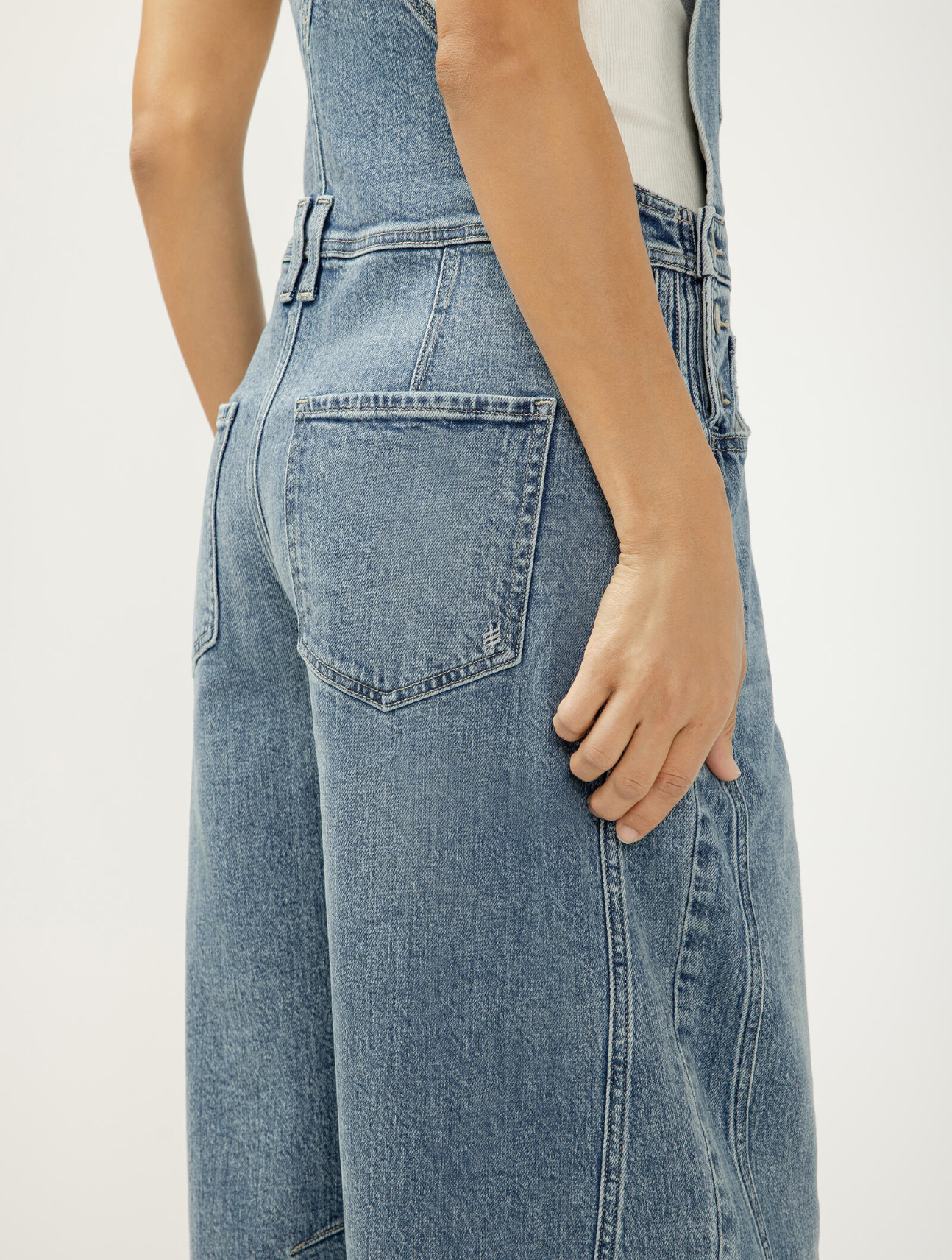 Denim Barrel Leg Overalls