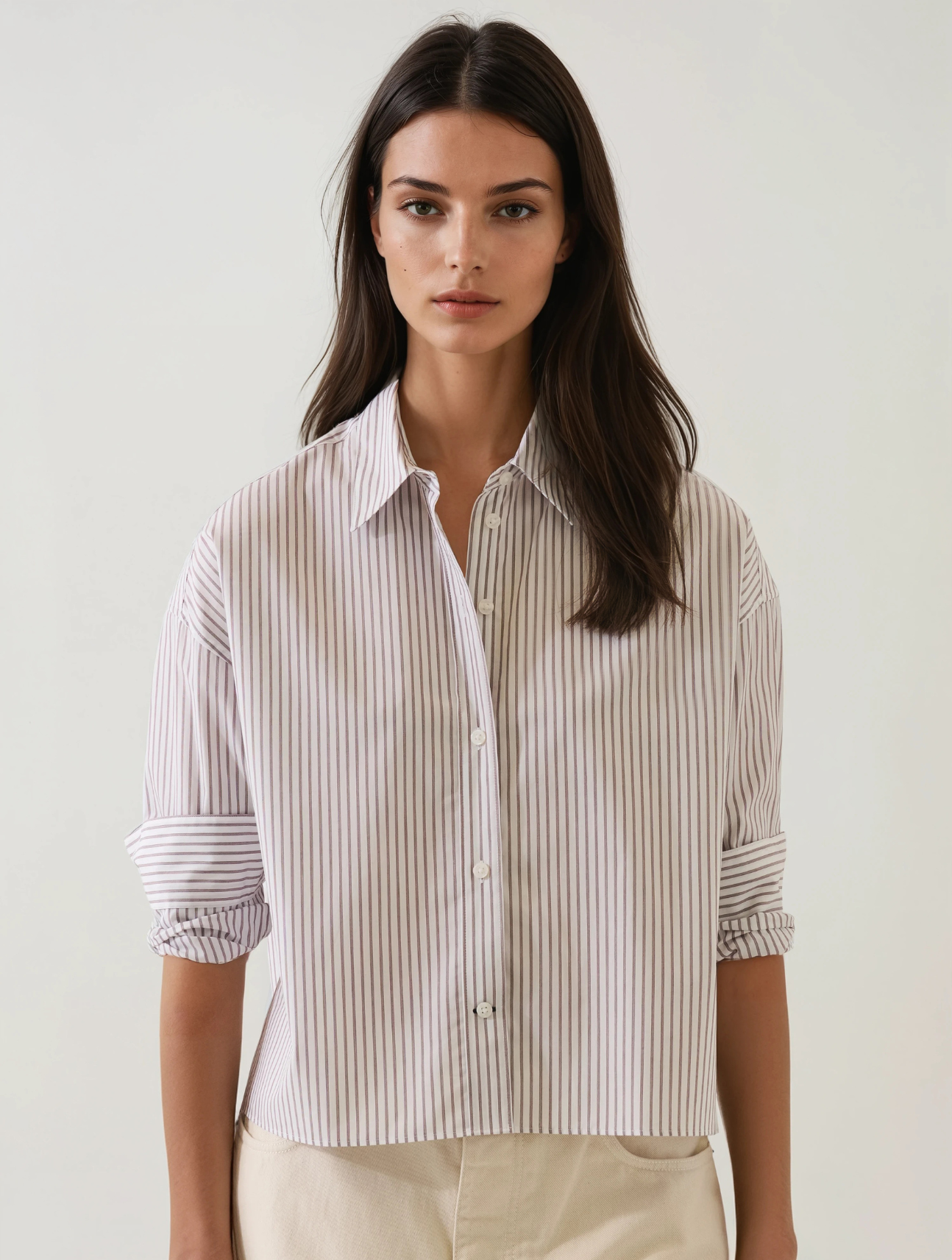 Long Sleeve Cotton Stripe Boxy Shirt
