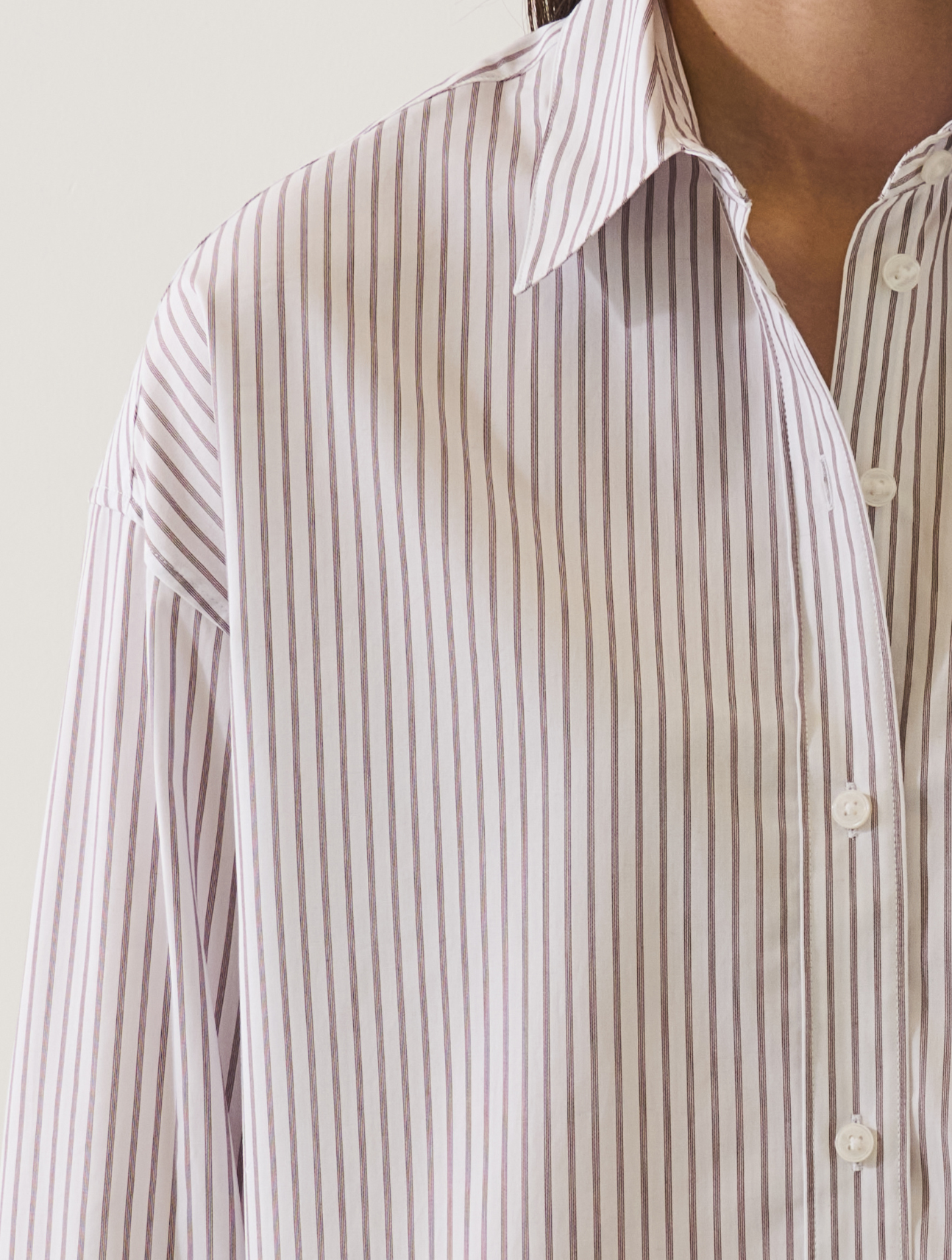Long Sleeve Cotton Stripe Boxy Shirt