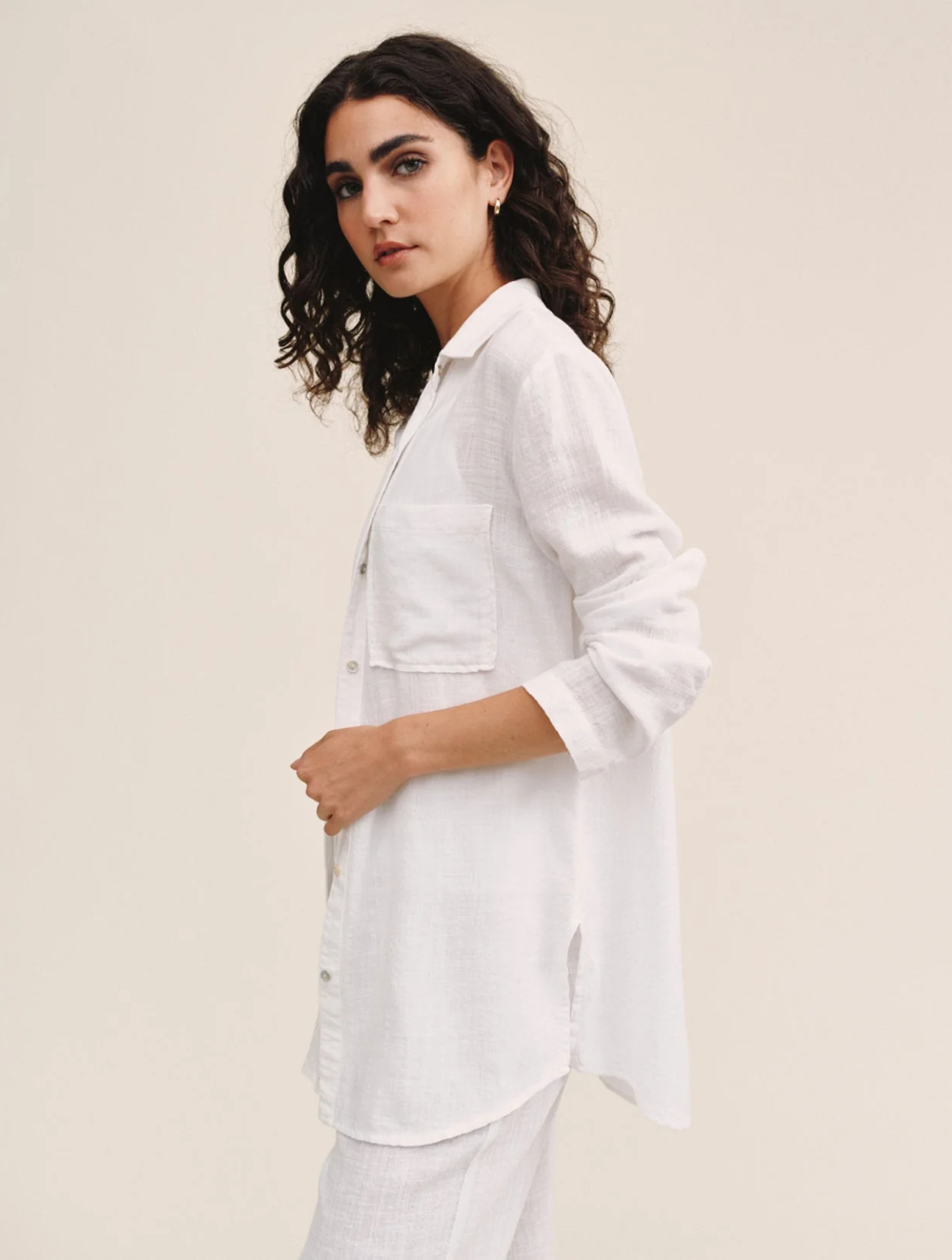 Long Sleeve Pocket Button Down Tunic