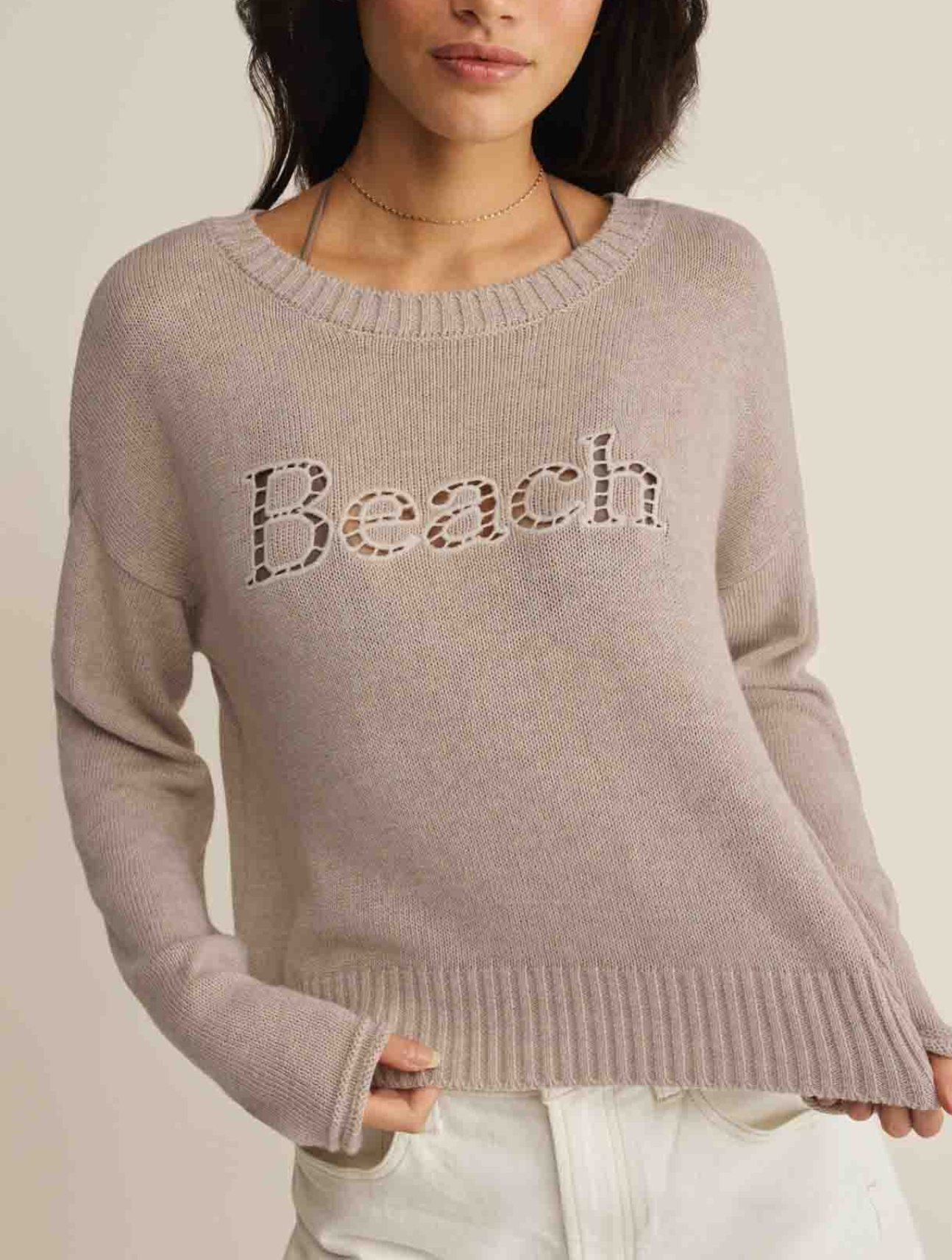 Beach Embroidered Sweater