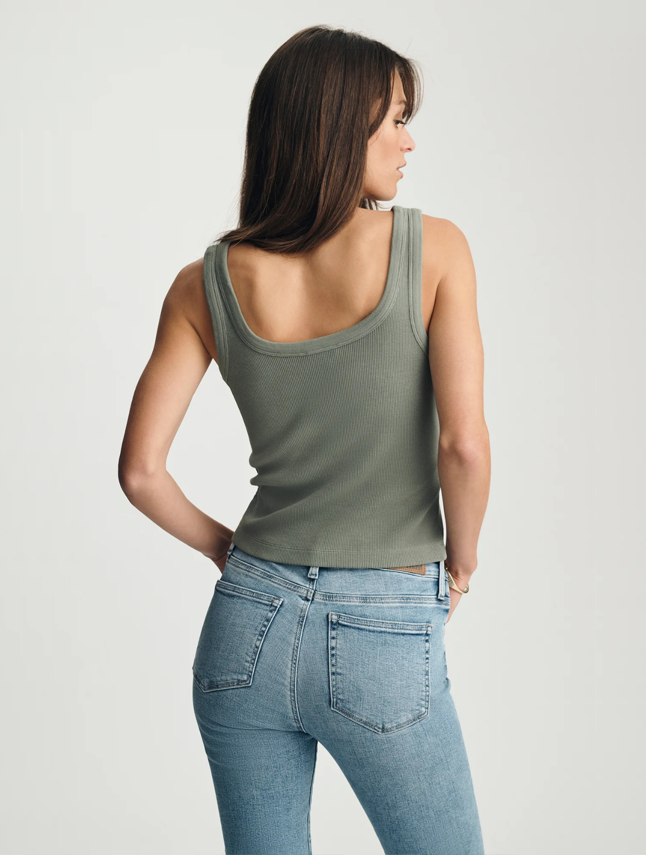 Ribbed Square Neck Tank Top