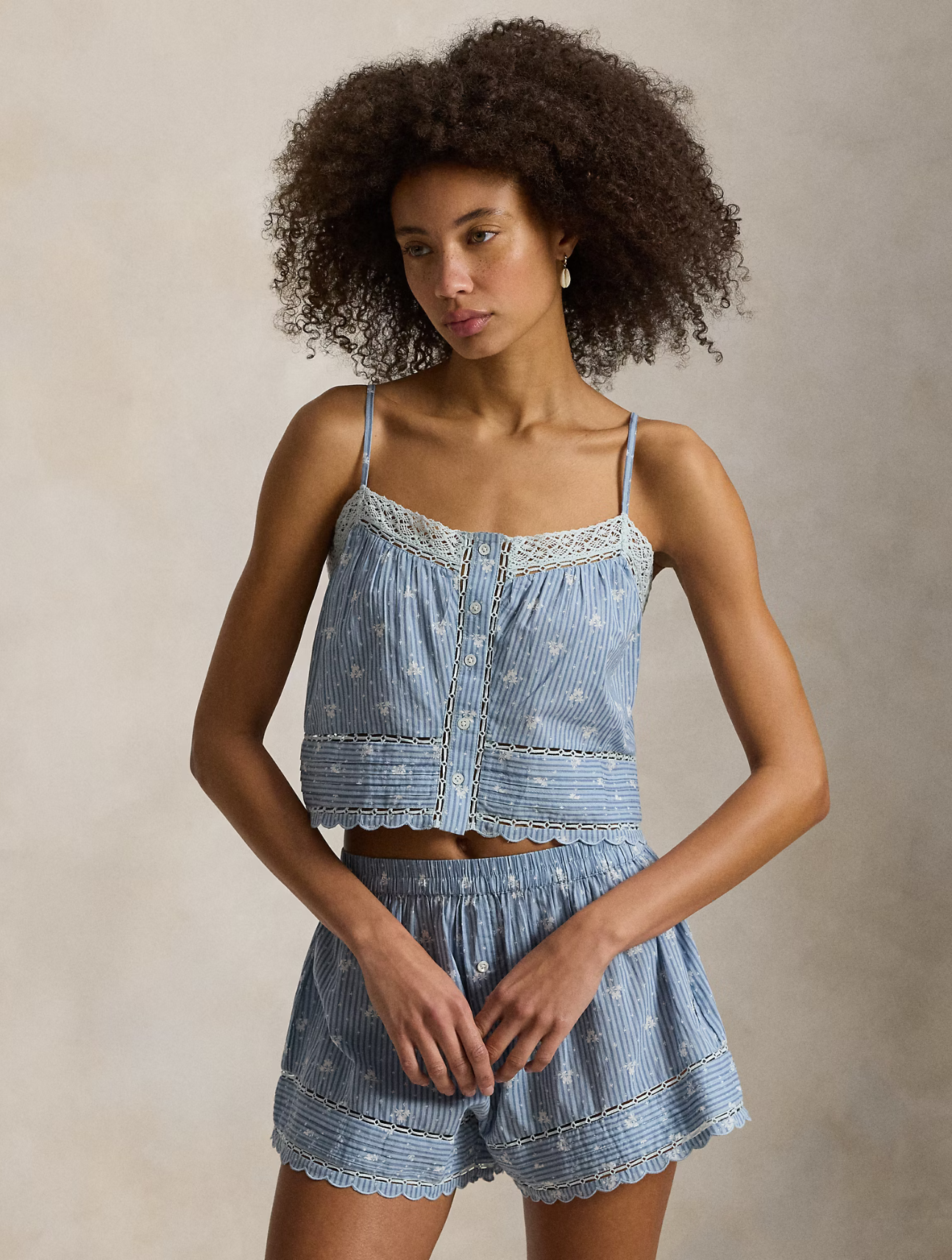 Cotton Voile Cami & Short Pajama Set