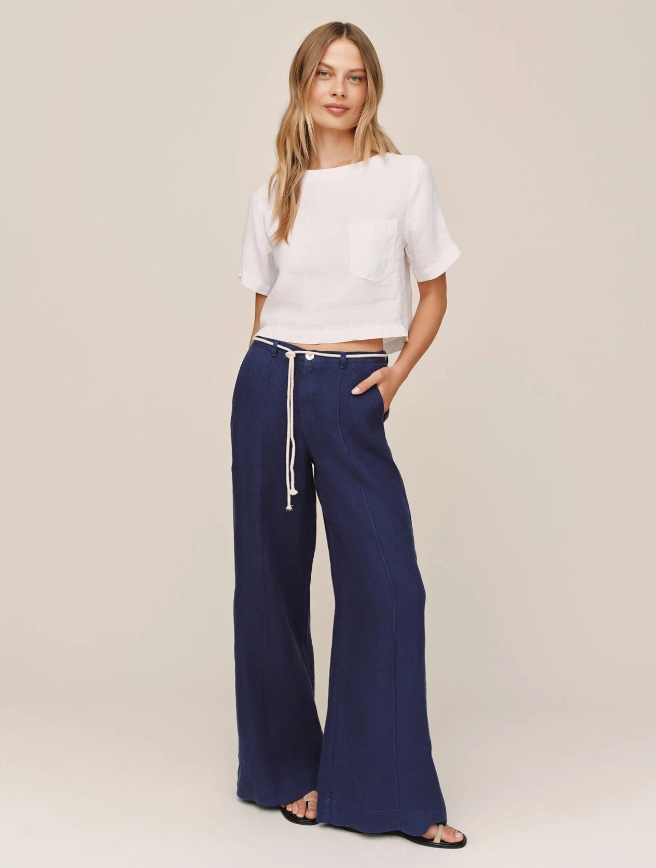 Clean Waist Pintuck Wide Leg