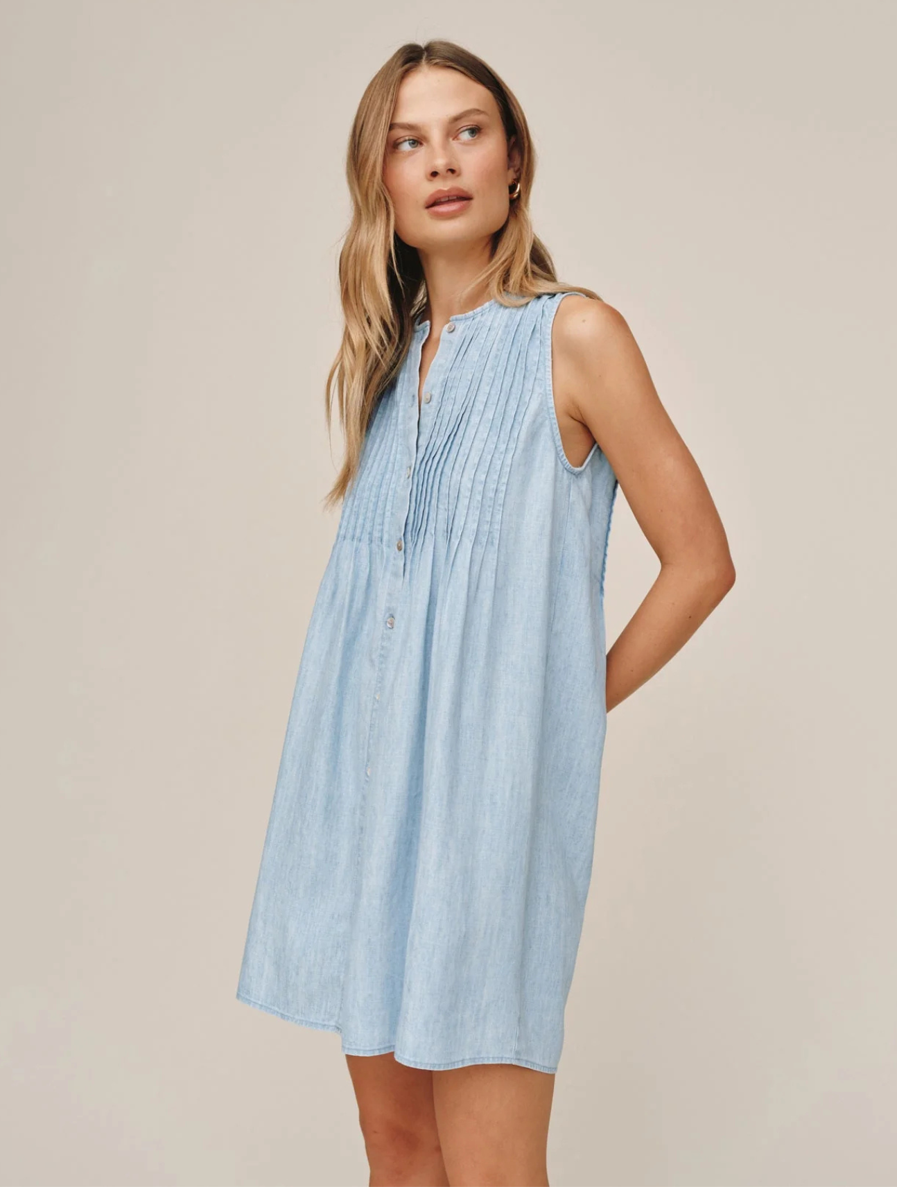 Sleeveless Pintuck Dress