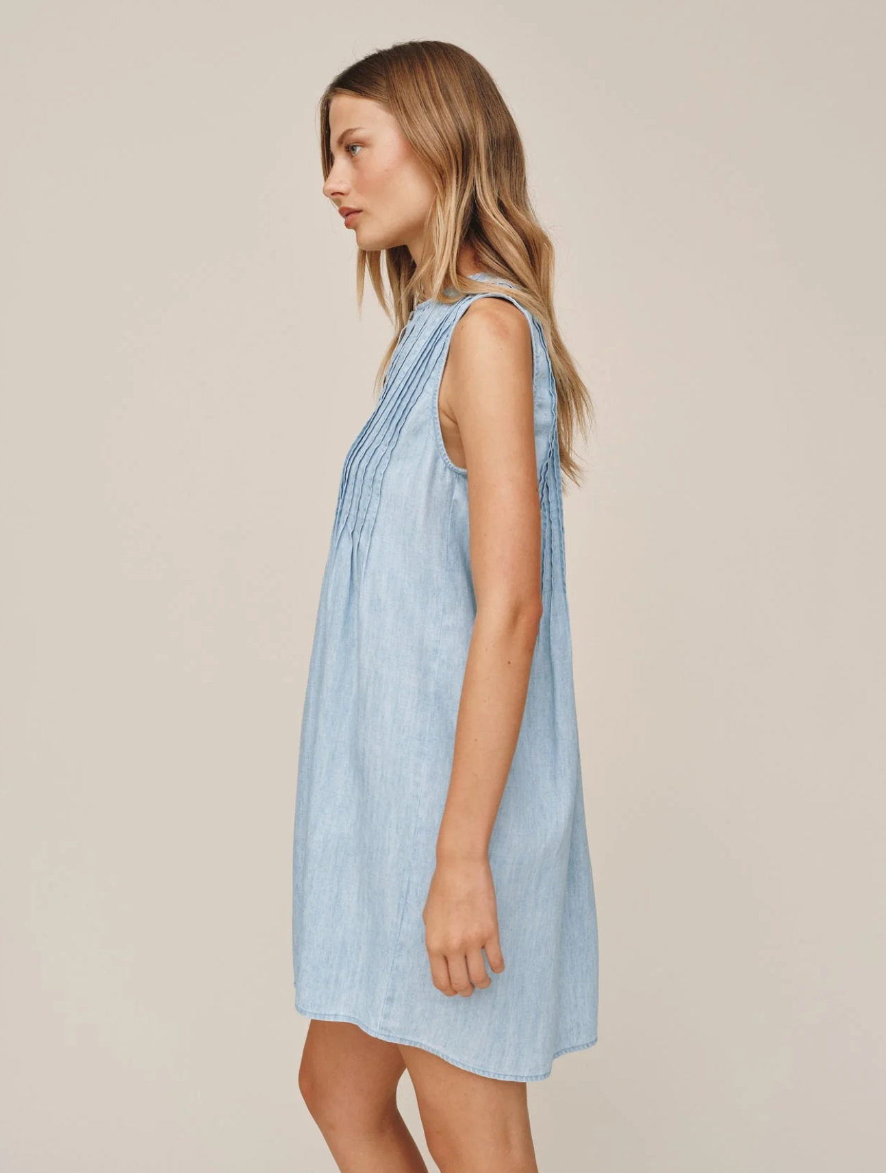 Sleeveless Pintuck Dress