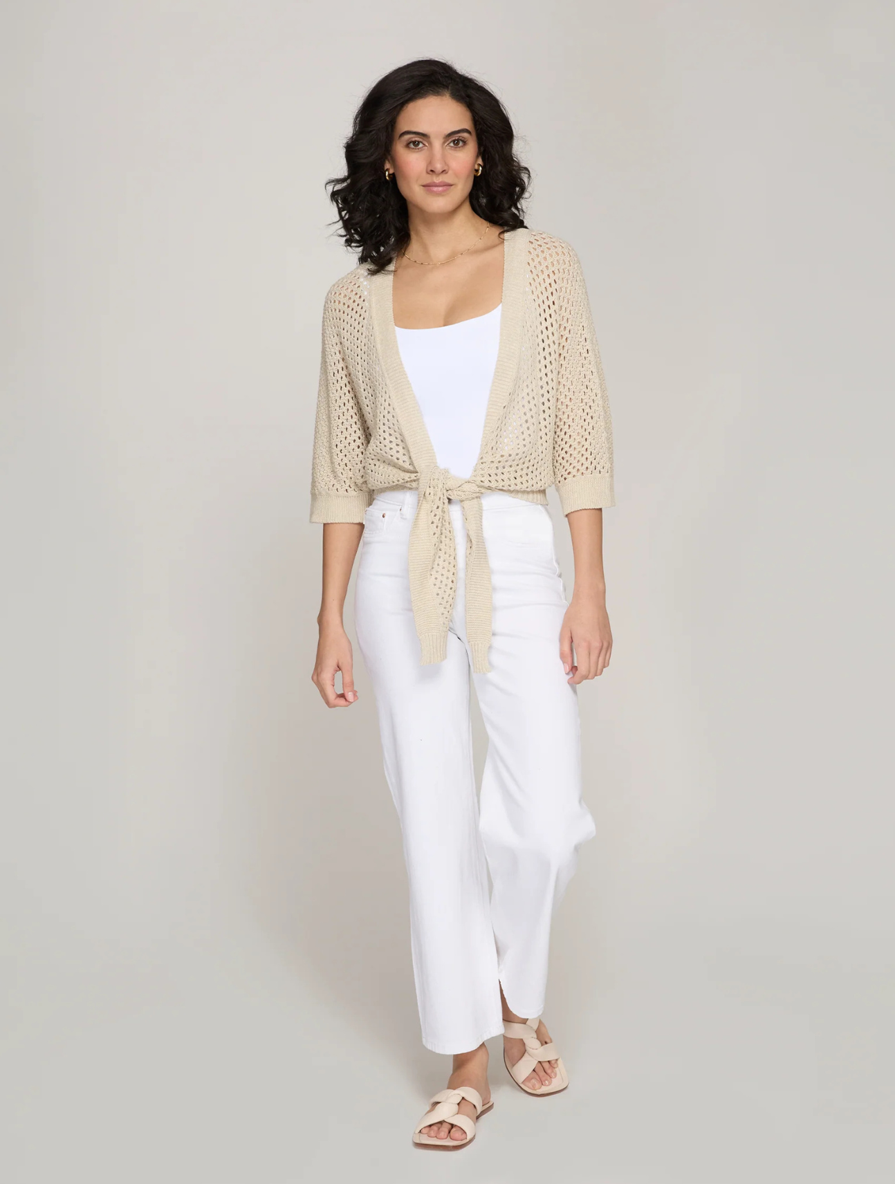 Mesh Dolman Tie Front