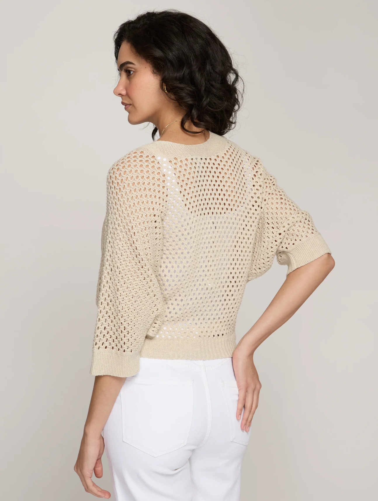 Mesh Dolman Tie Front