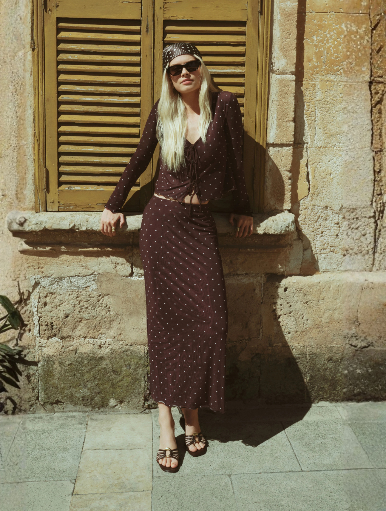 Eda Polka Dot Mesh Midi Skirt