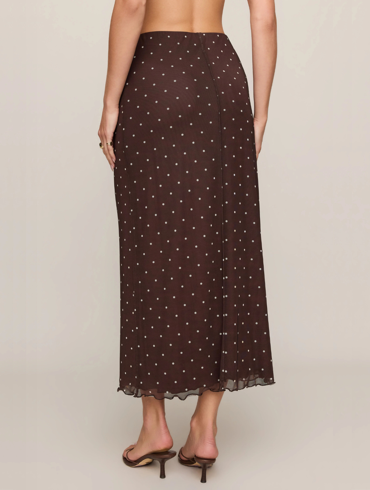 Eda Polka Dot Mesh Midi Skirt