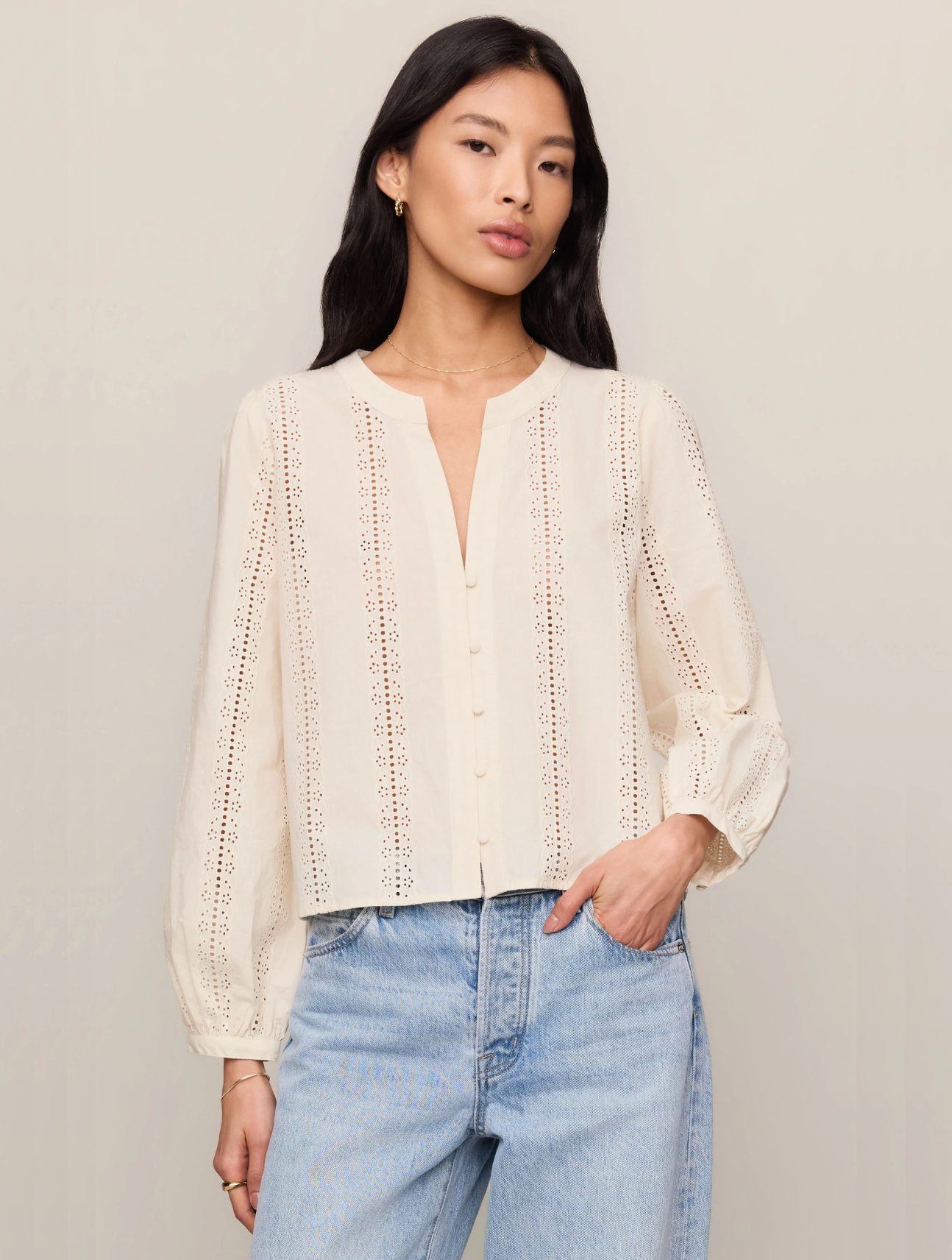 Louella Embroidered Button Up