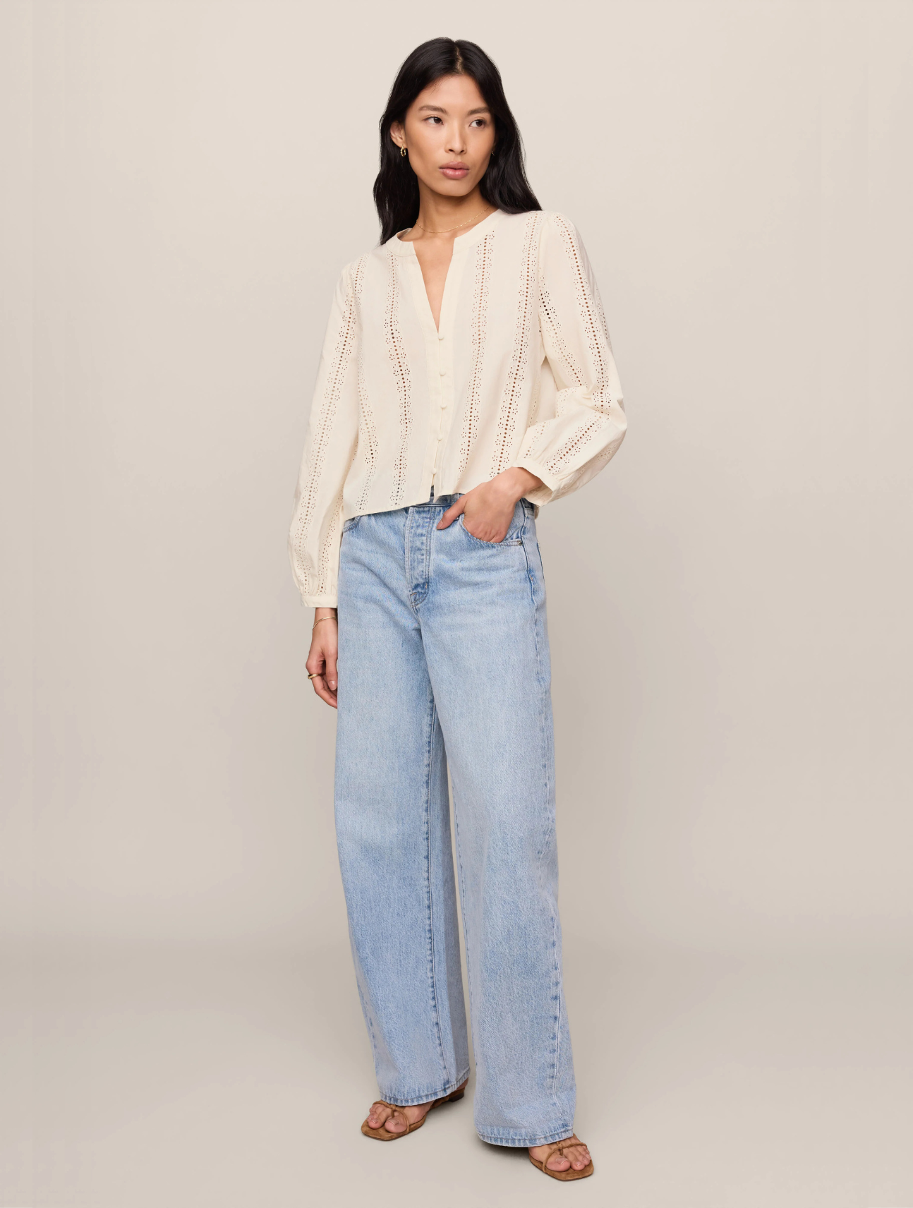 Louella Embroidered Button Up