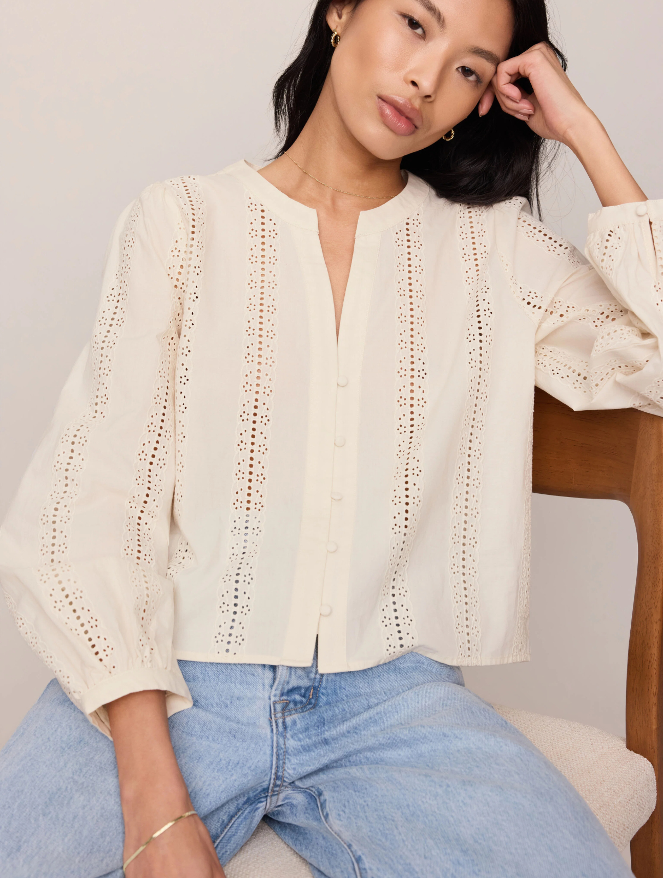 Louella Embroidered Button Up