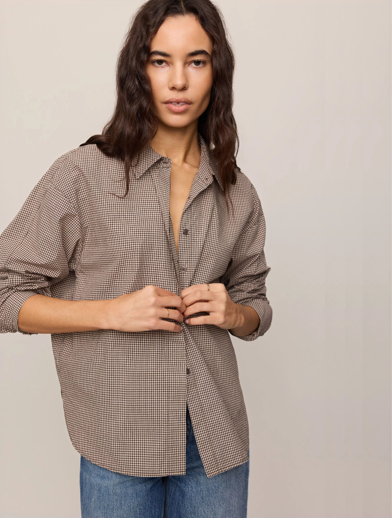 On Duty Gingham Button Up