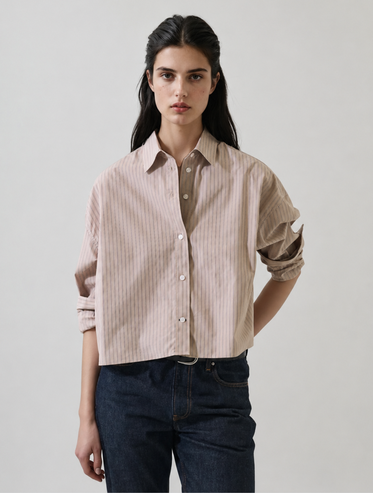 Cotton Stripe Boxy Shirt
