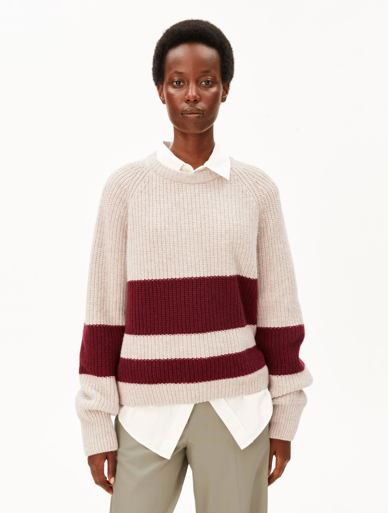 Striped Rib-Knit Pullover