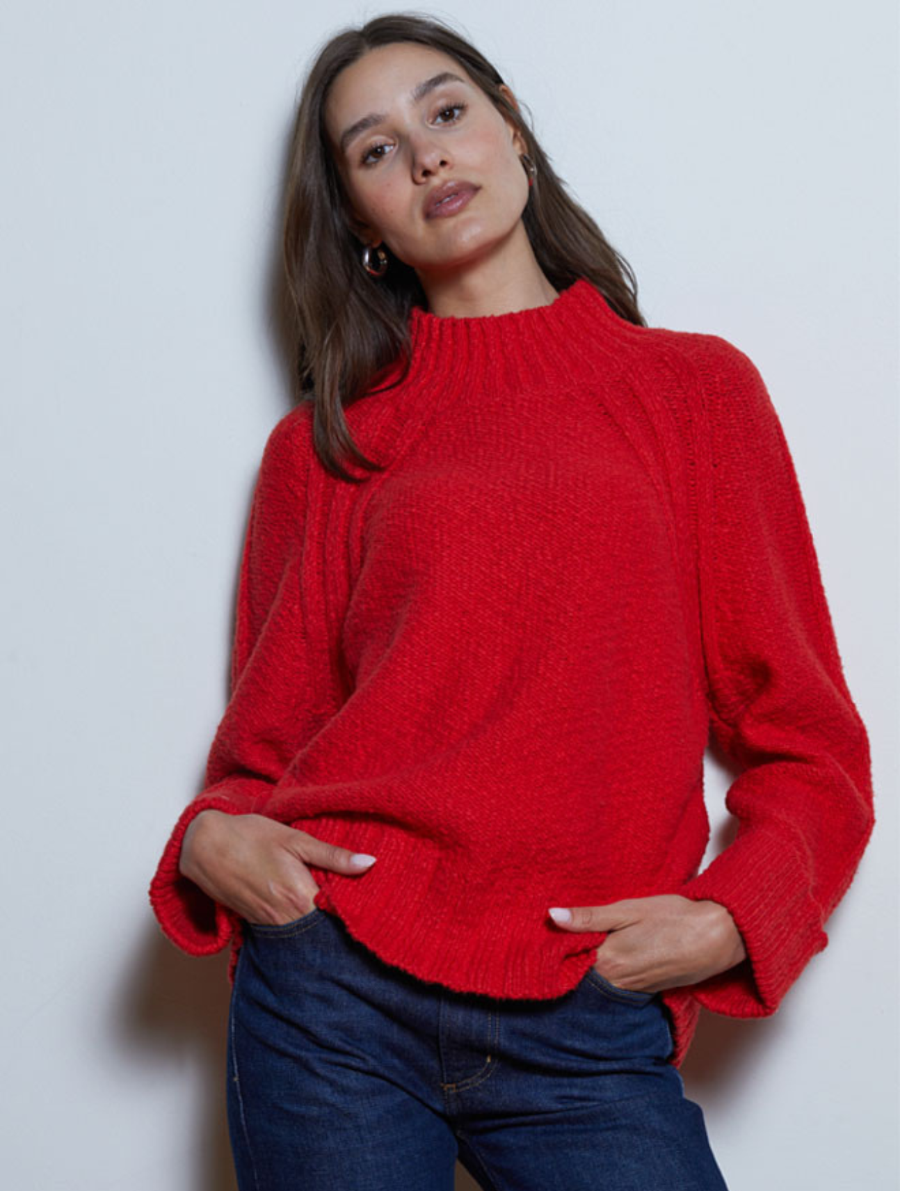 Raglan Crew W/ Cuffed Bracelet Sleeves
