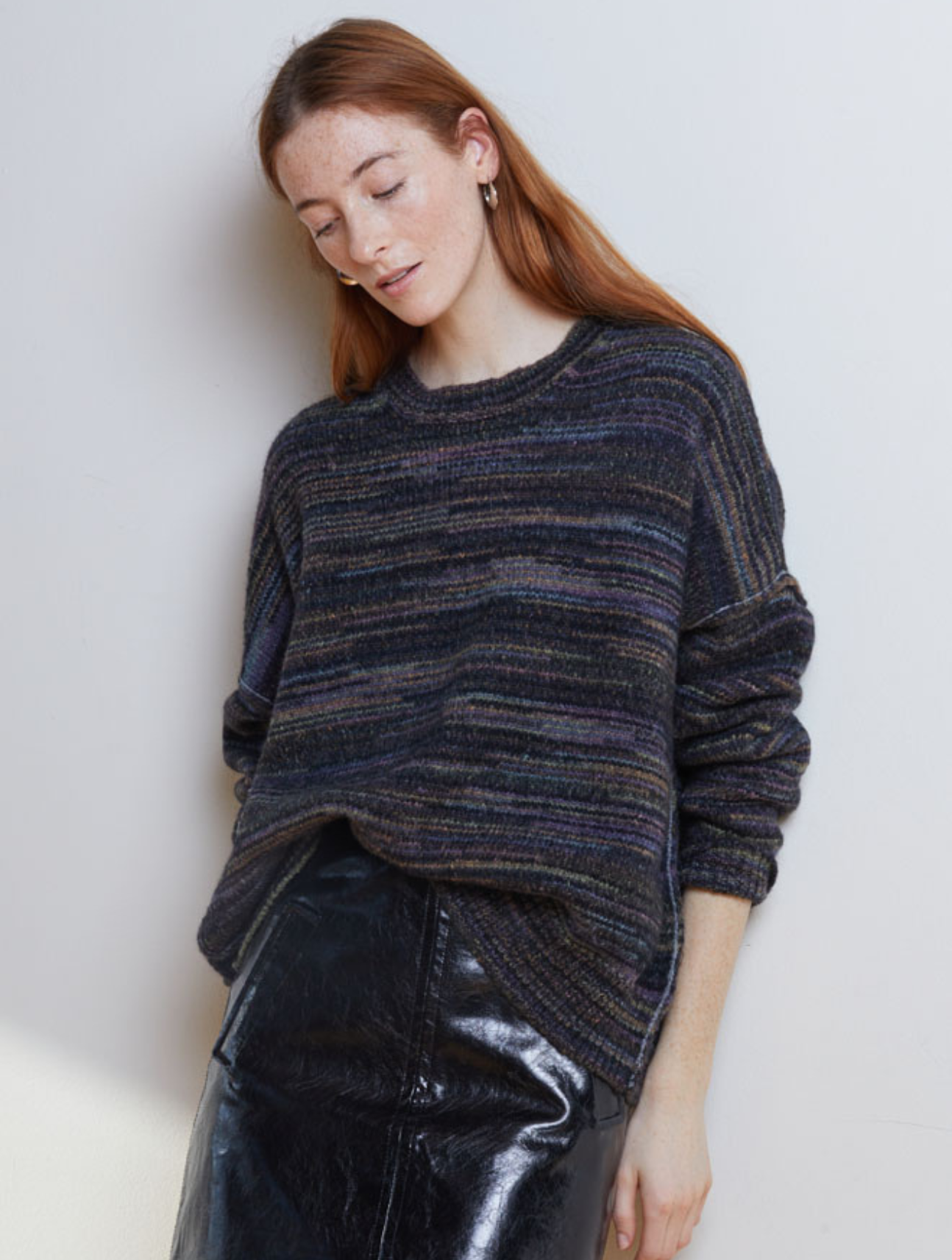 Boxy Crew W/ Contrasting Linking Stitch