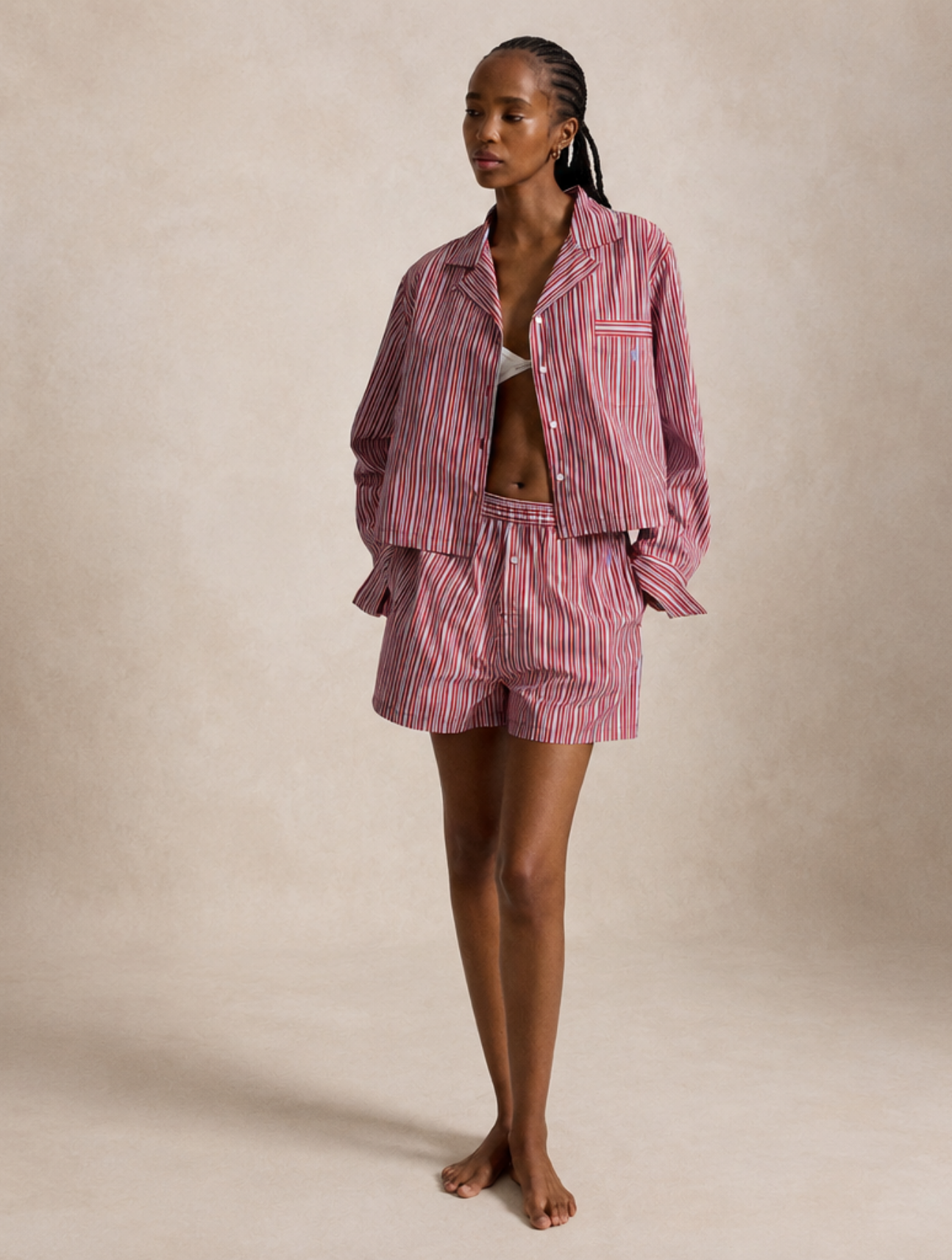 Stripes Cropped Boxer PJ Set