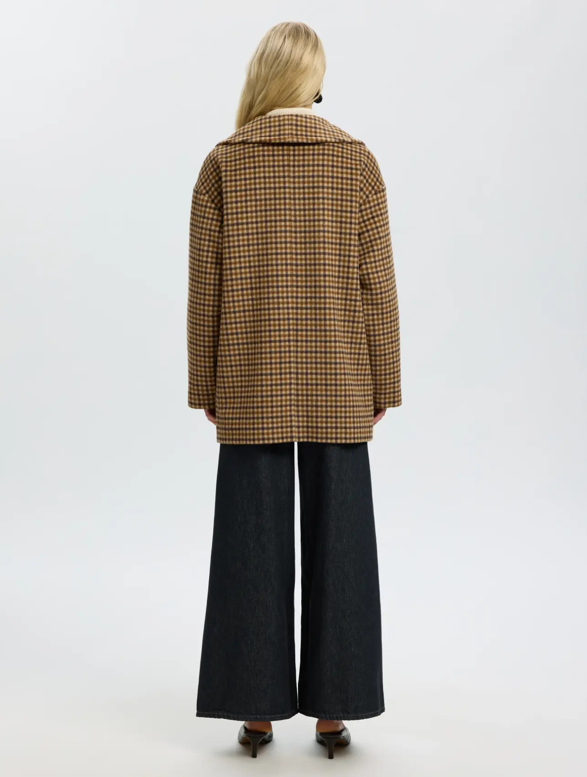 Carolyn Check Wool Blend Coat