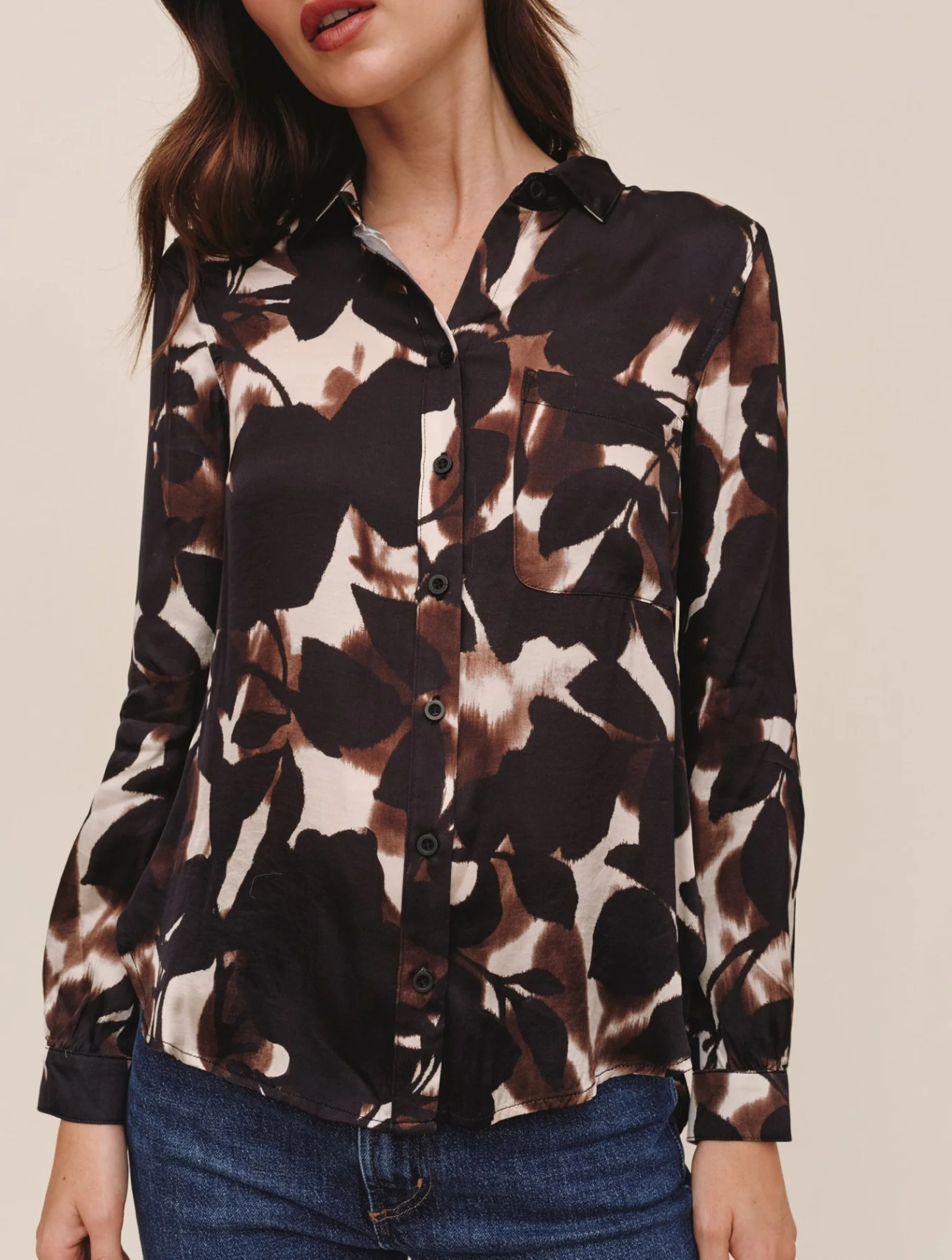 Long Sleeve Round Hem Button Down