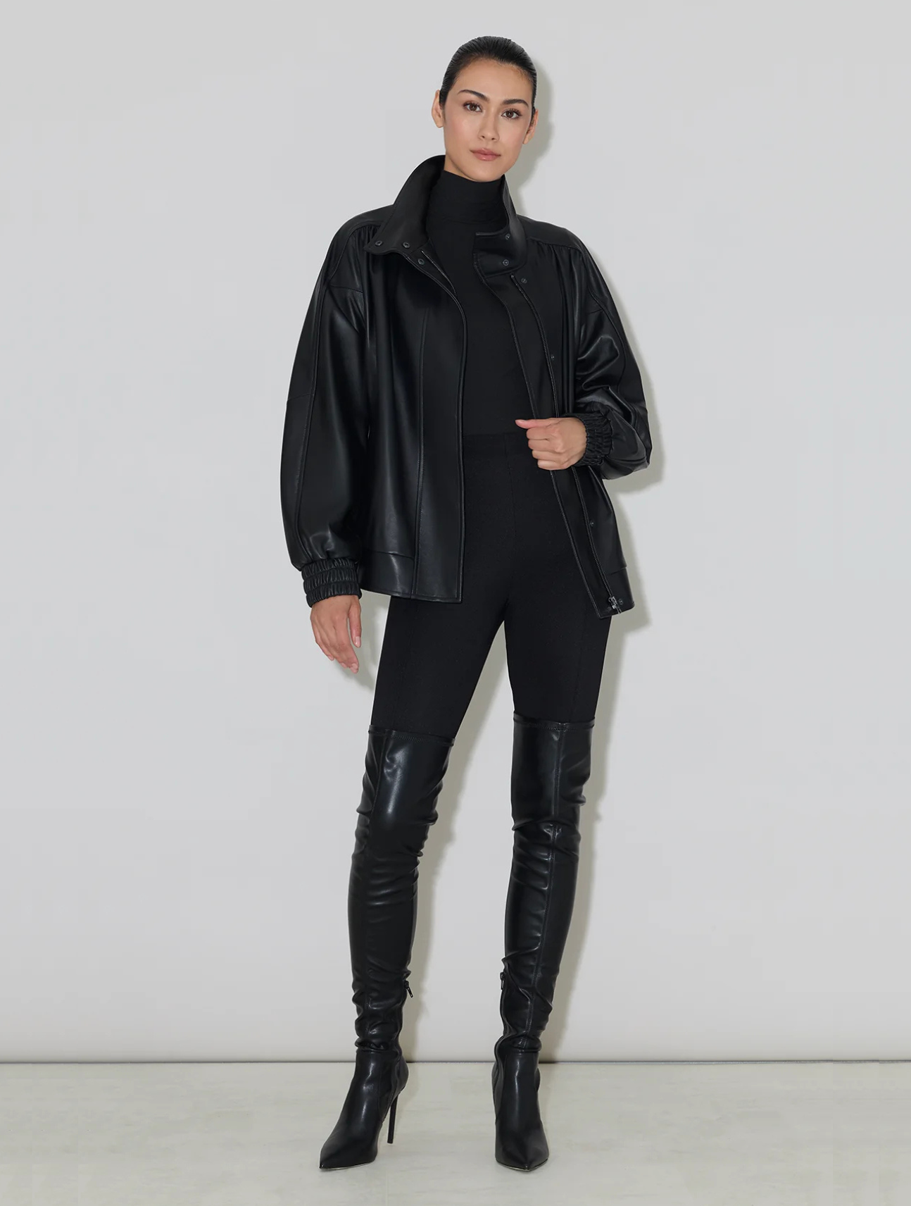 Miu Leather Bomber Jacket