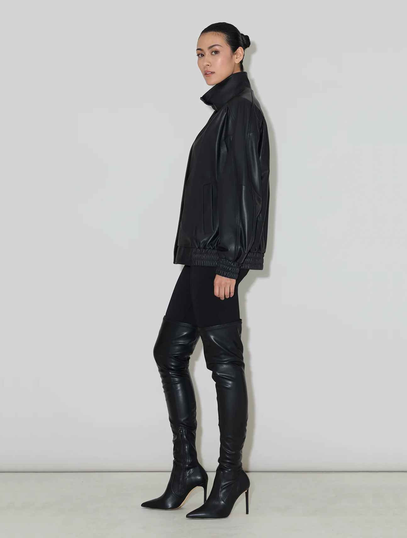 Miu Leather Bomber Jacket