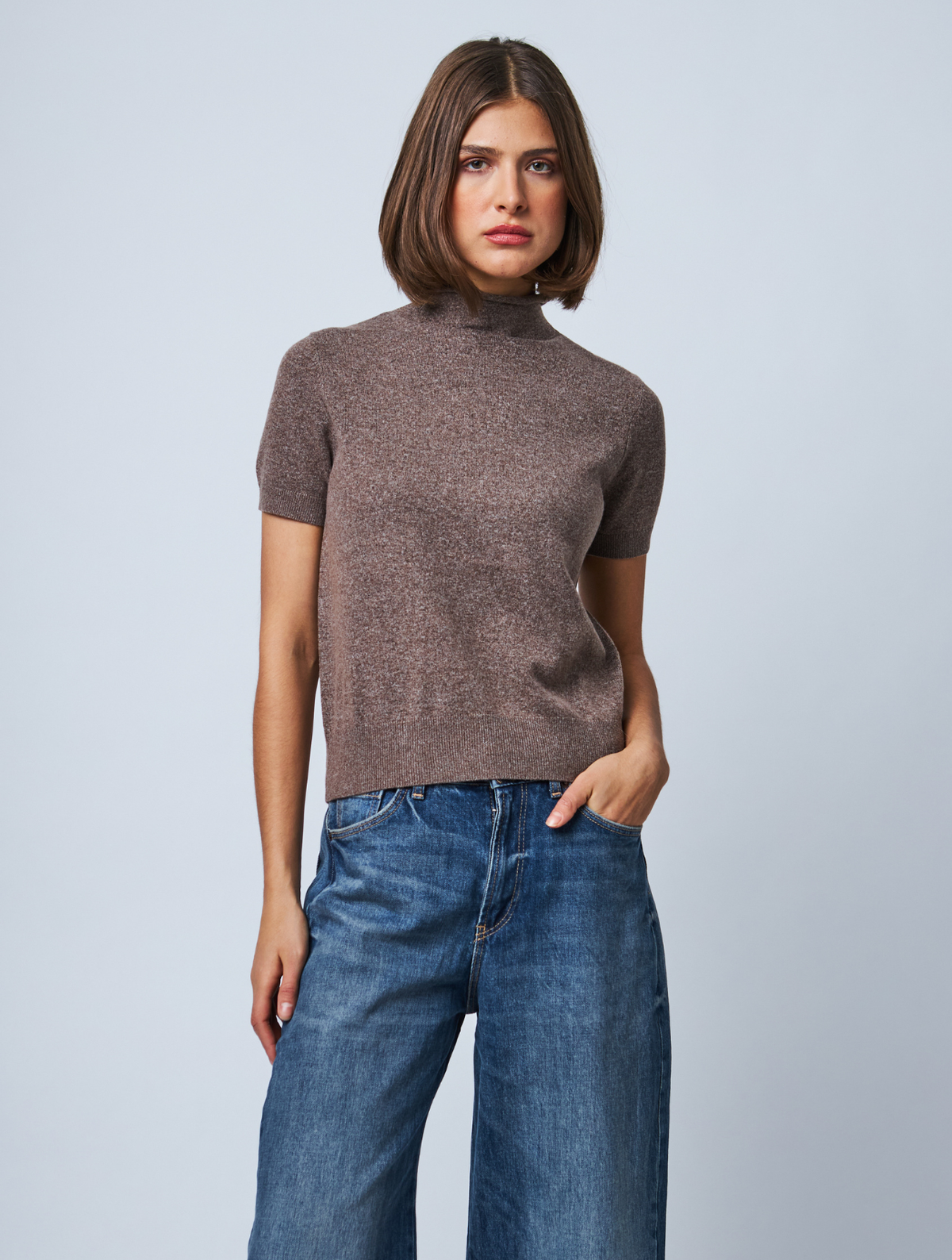 Clara Short Sleeve Mock Neck