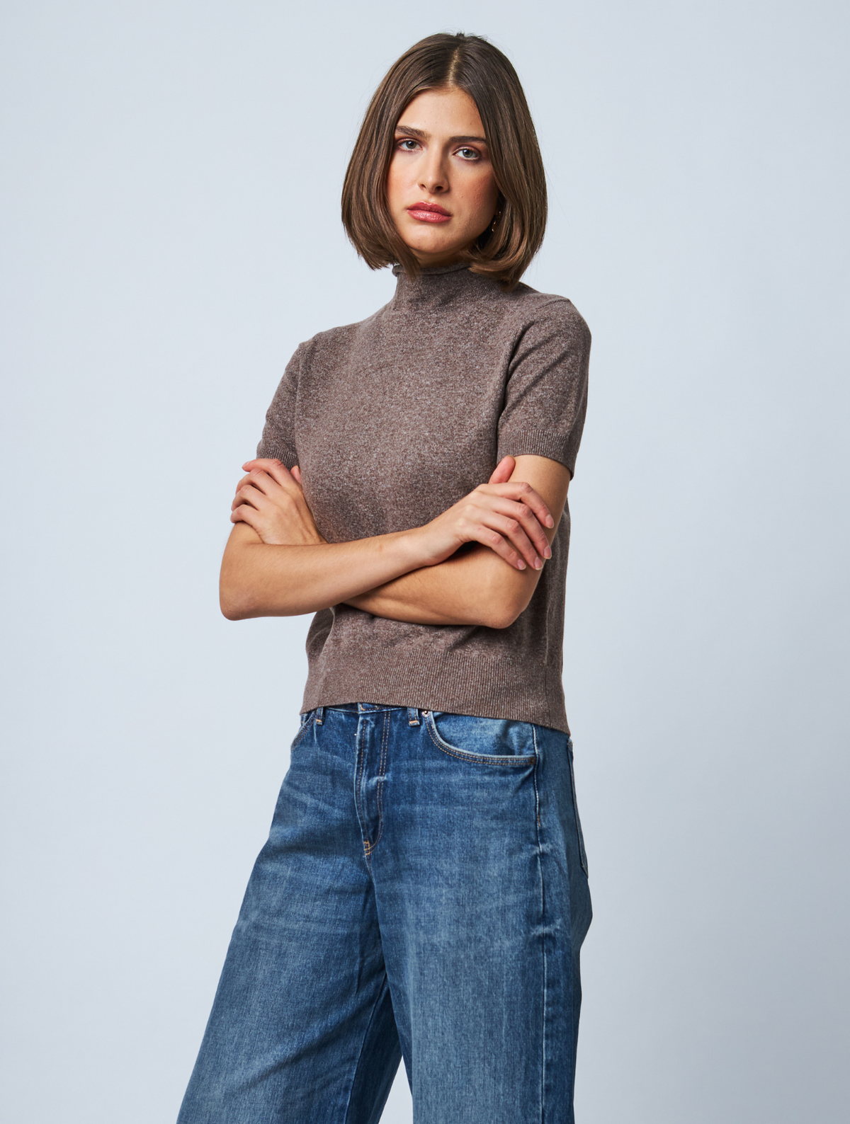 Clara Short Sleeve Mock Neck