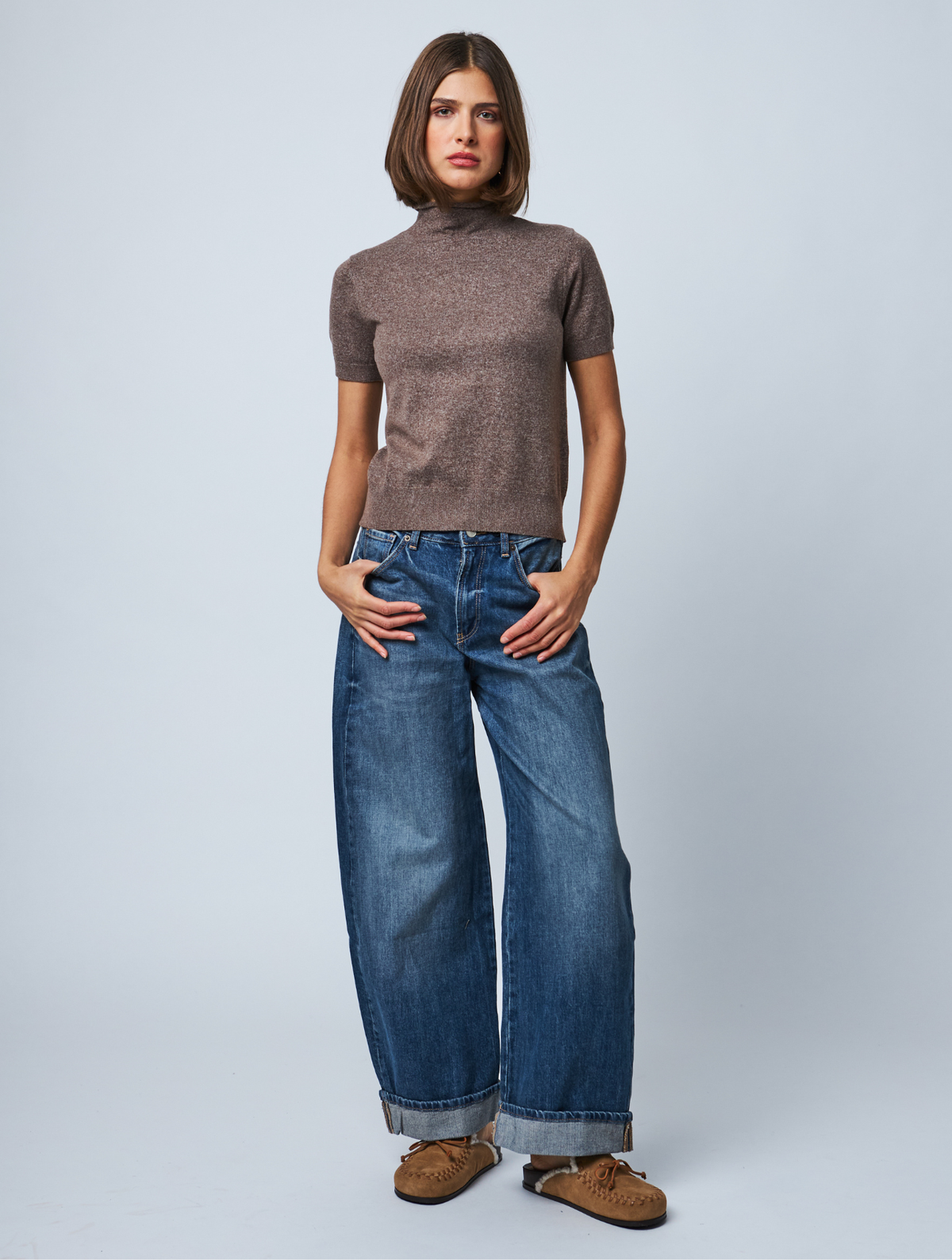 Clara Short Sleeve Mock Neck
