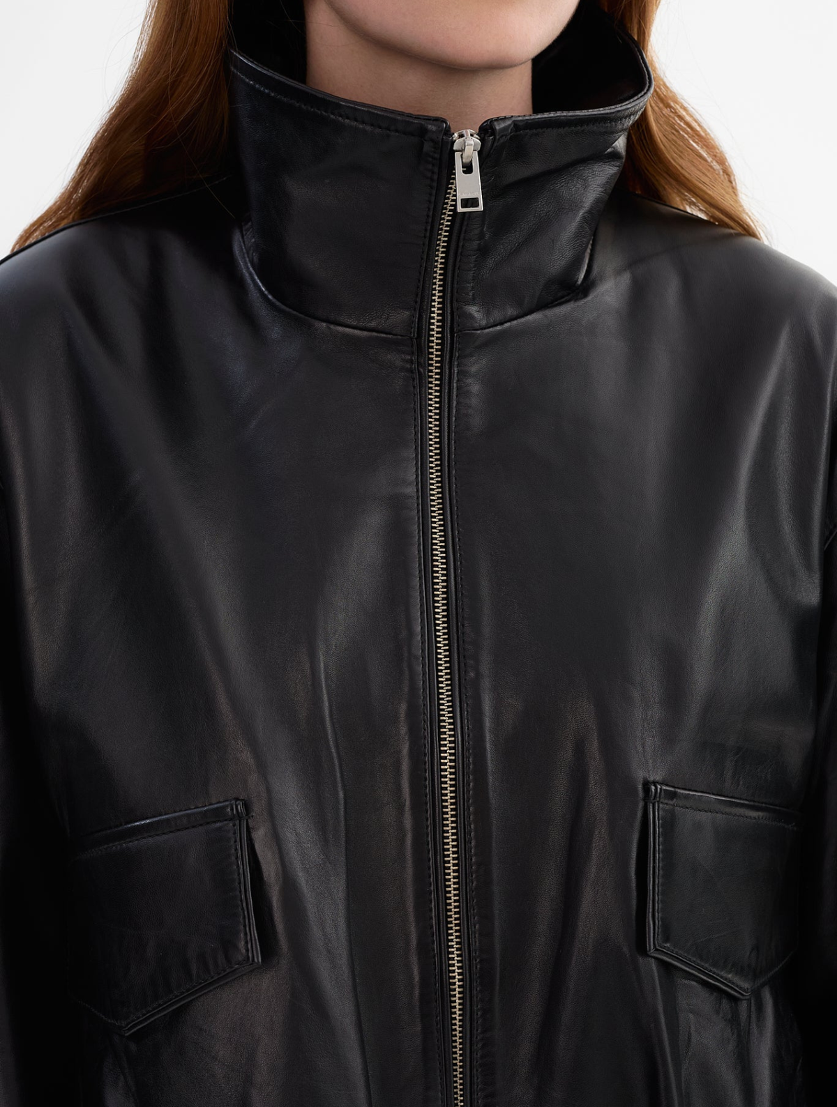 Ramona Funnel Neck Leather Jacket