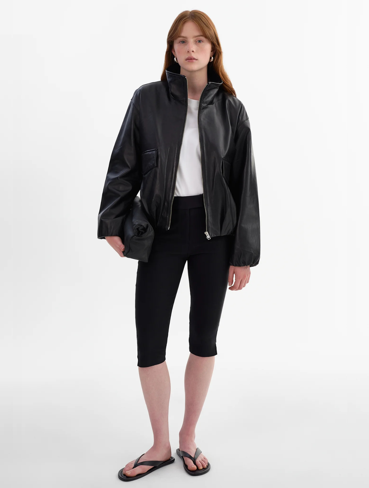 Ramona Funnel Neck Leather Jacket