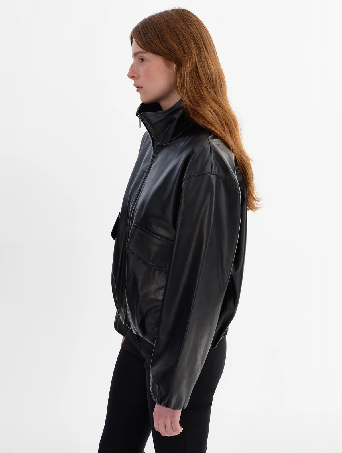 Ramona Funnel Neck Leather Jacket
